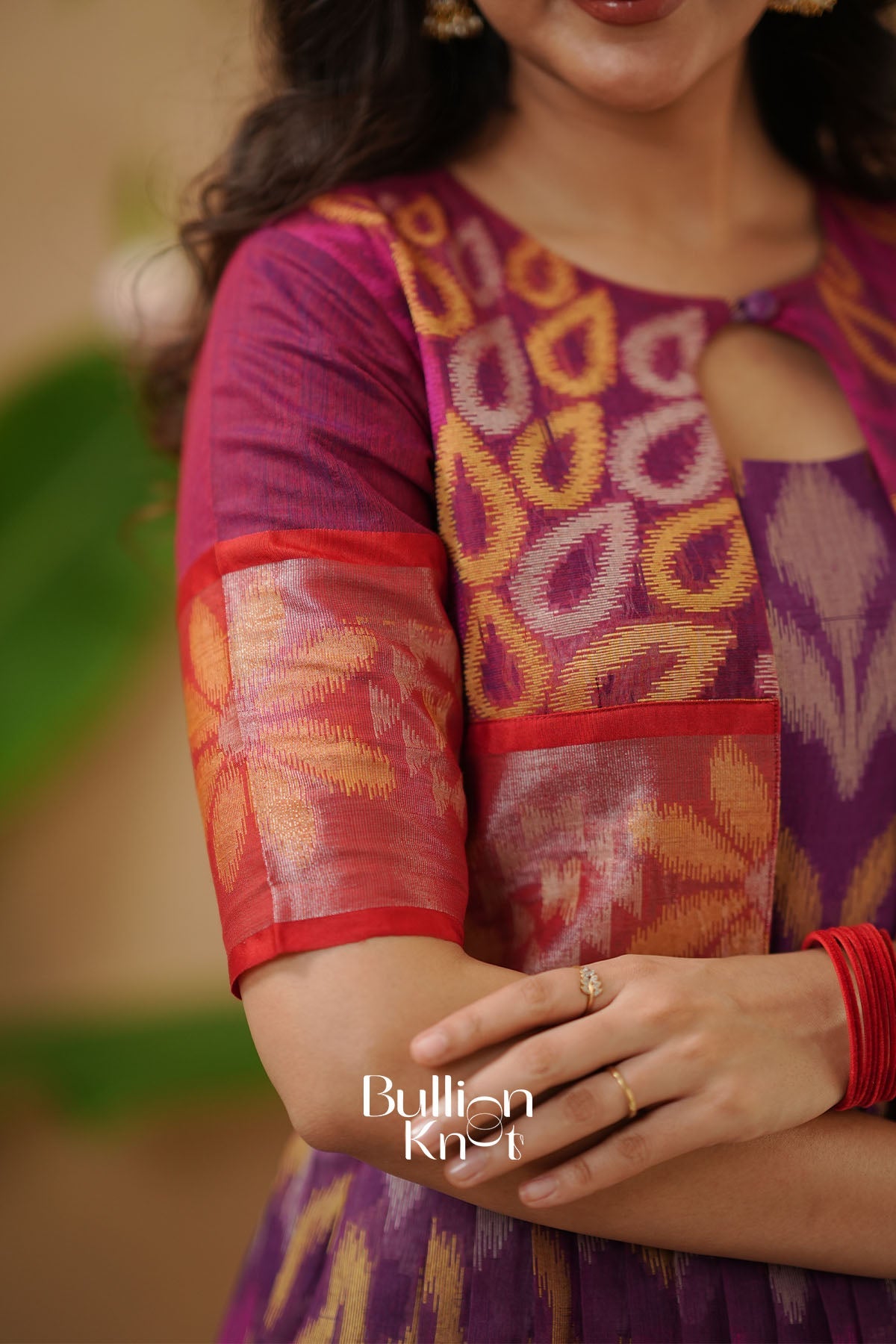 Malvika Purple Ikkat Pochampally Pattu With Jacket Gown Dress