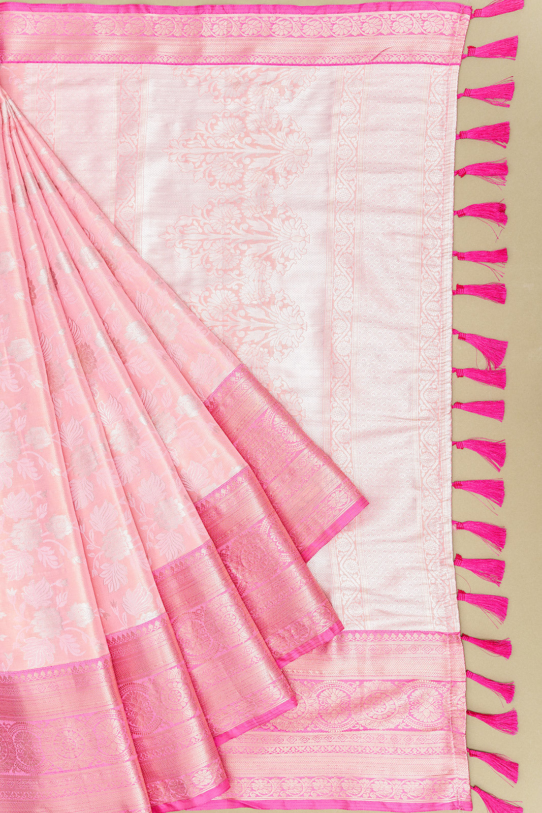 brocade pink saree