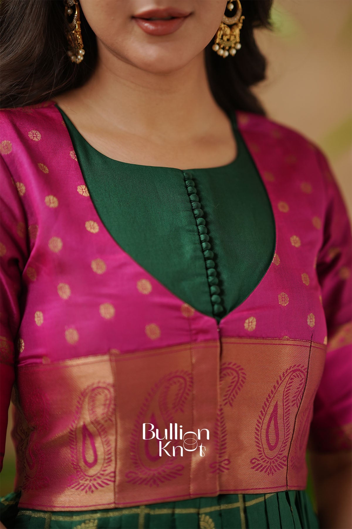 Sandhya Pattu Green Jacket With Anarkali Gown Dress