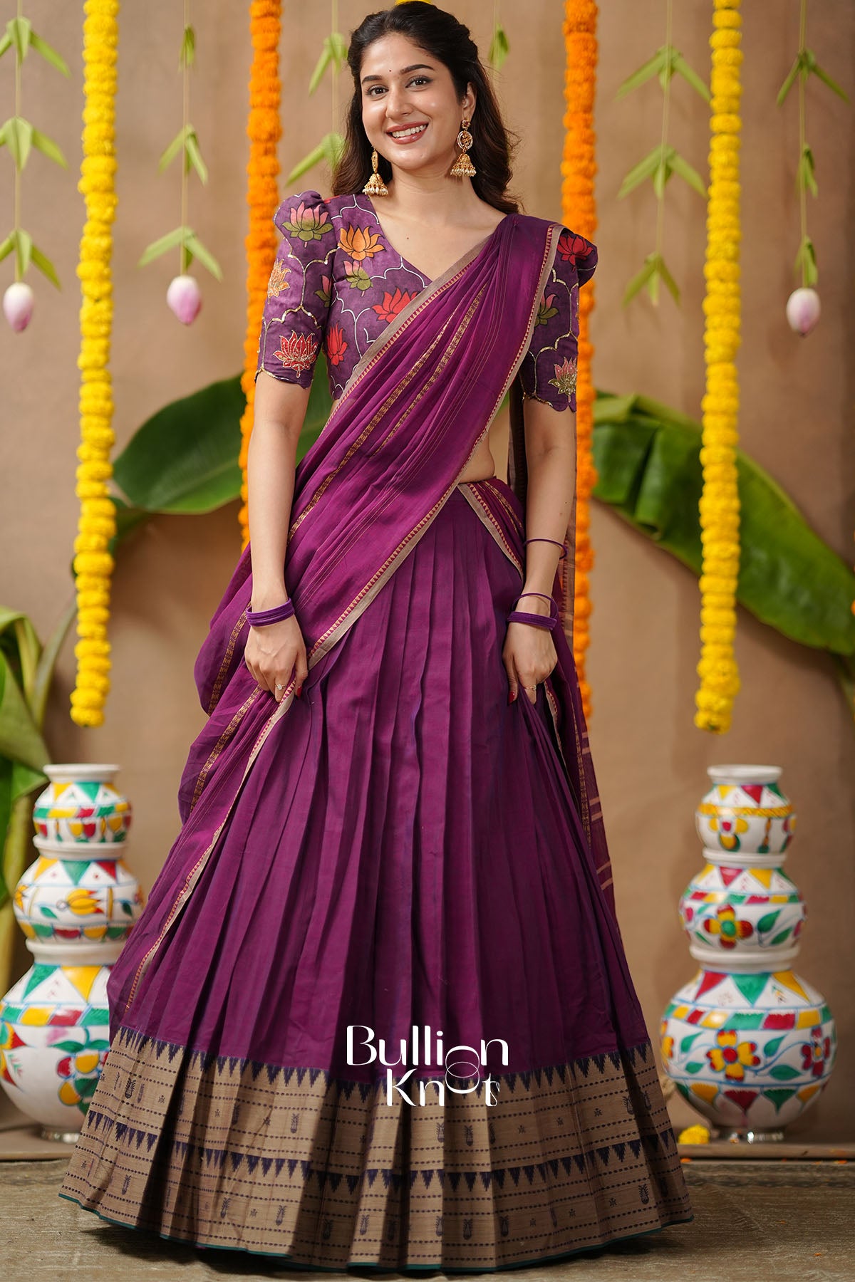 Nrityakamal 2-In-1 Half Saree In Plum Purple