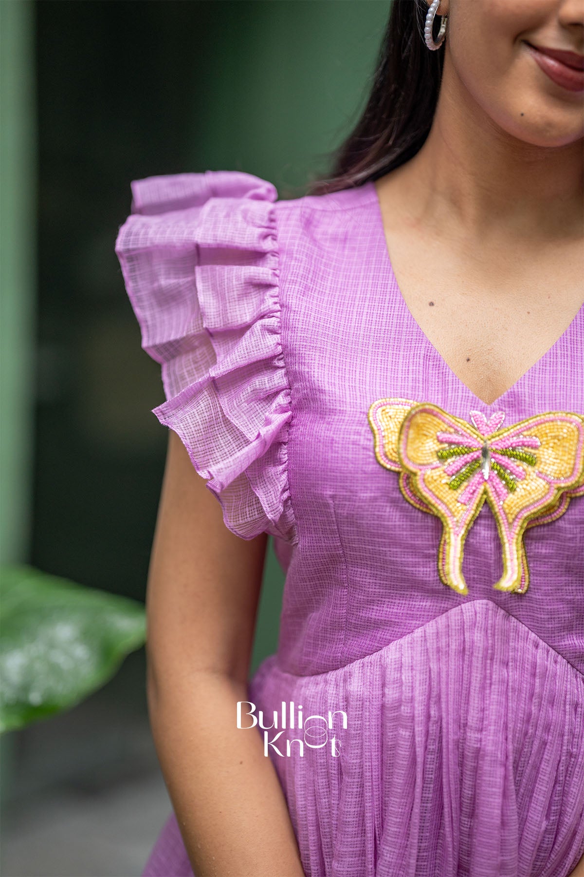 Patangiyu Lavender Kota Midi Dress for women – lightweight festive ethnic wear