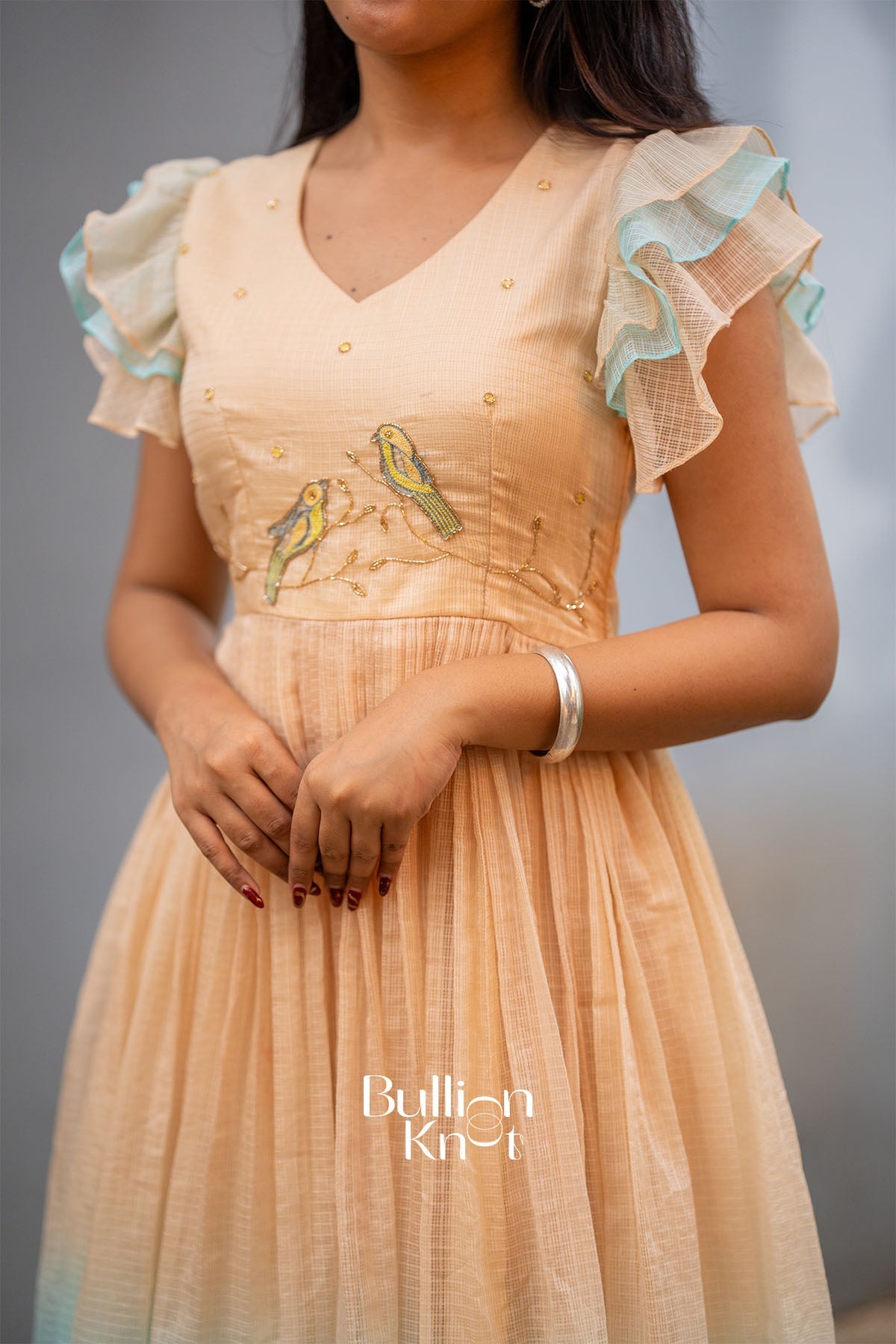 Lovebird Kota Doria Midi Dress in Sky - Effortless Elegance