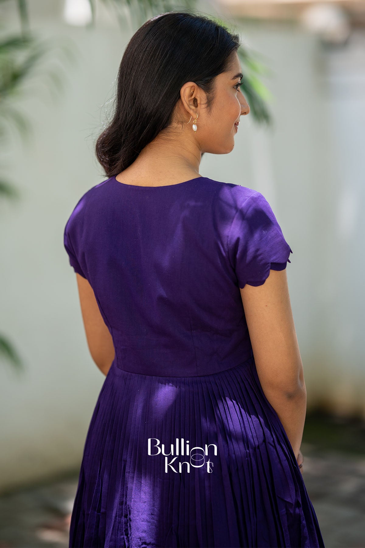 Galaxy Blue Mul Cotton Handwork Midi Dress