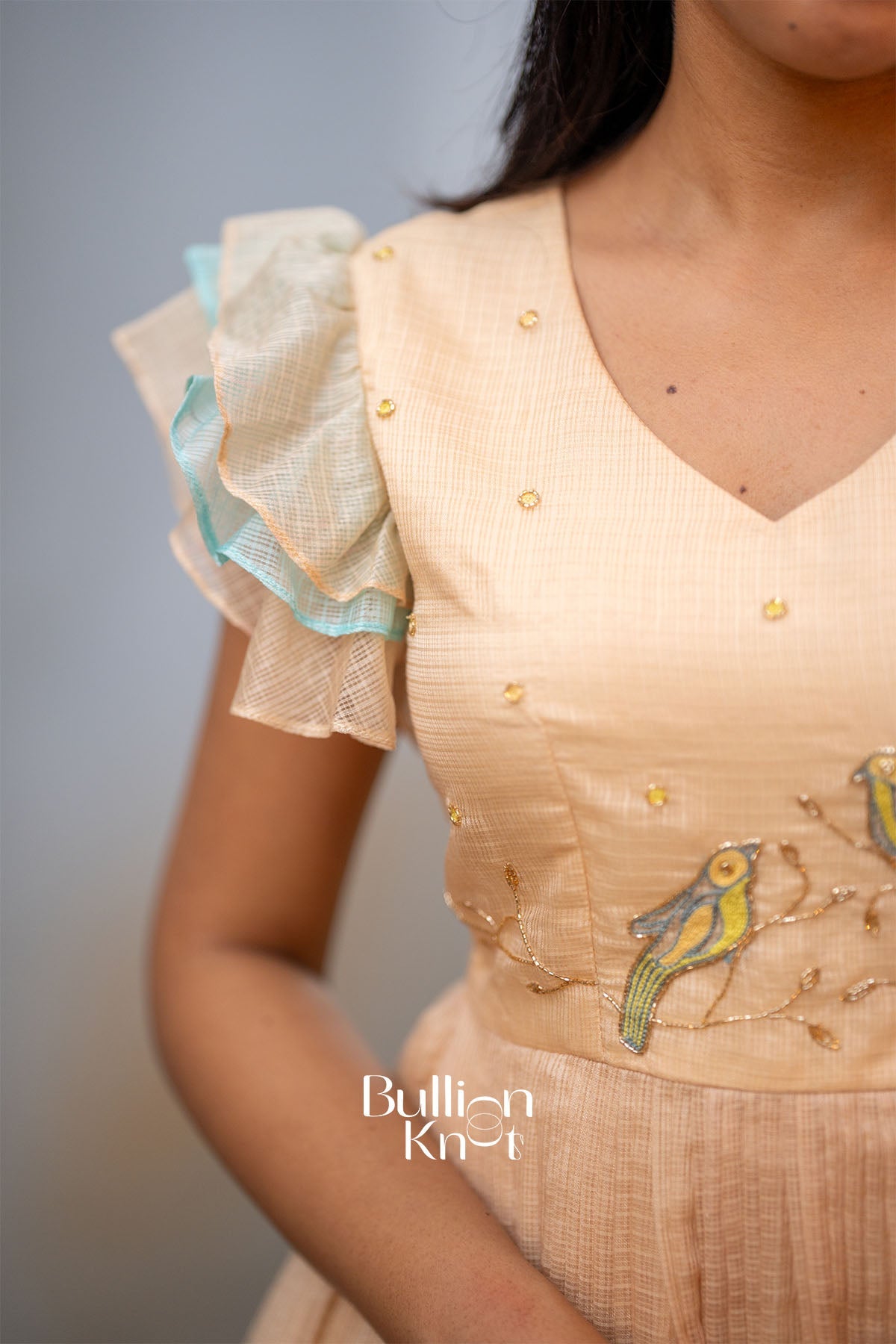 Lovebird Kota Doria Midi Dress in Sky - Effortless Elegance