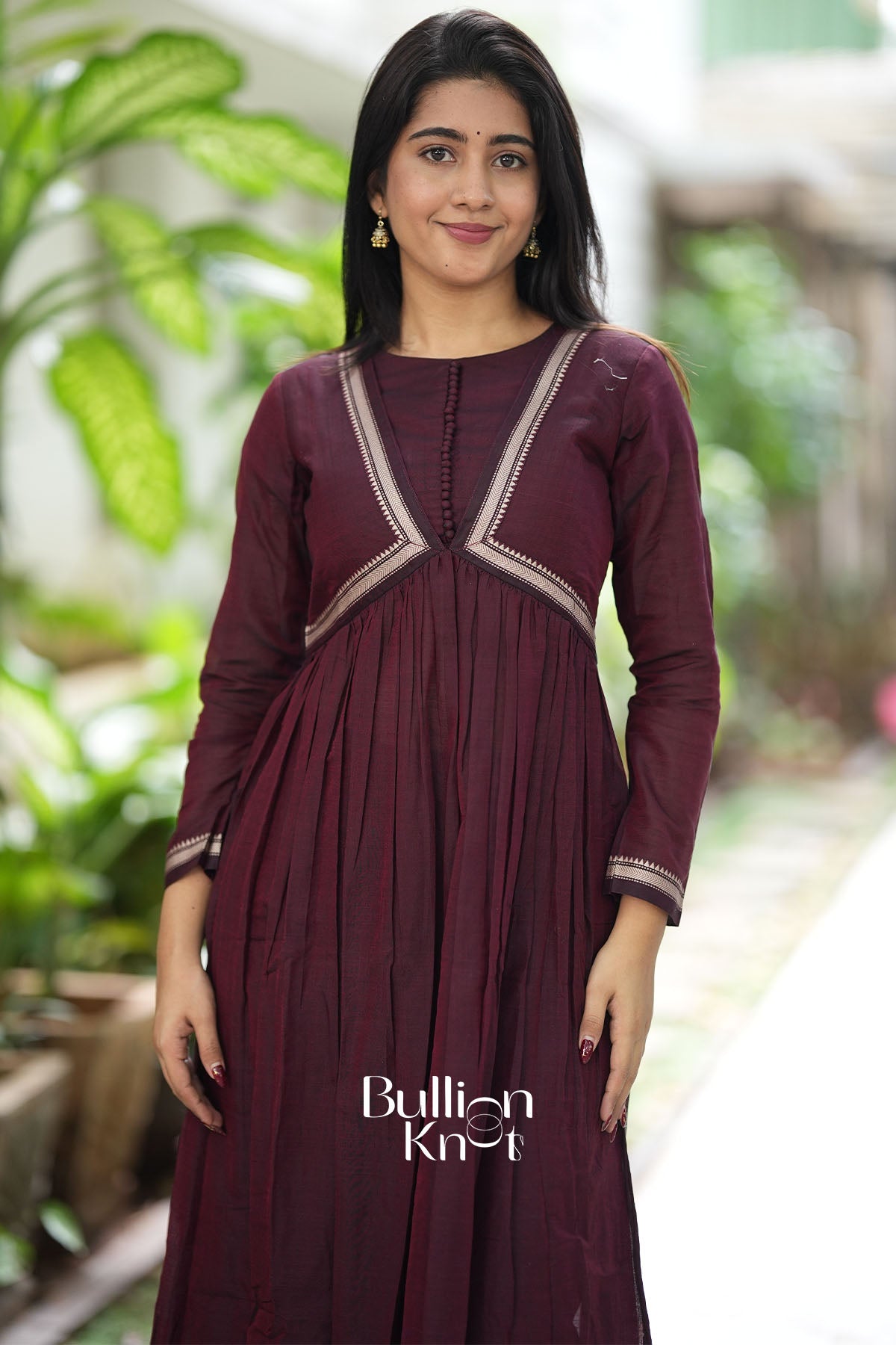 Sarvangi Handloom Kurta Set in Deep Brown