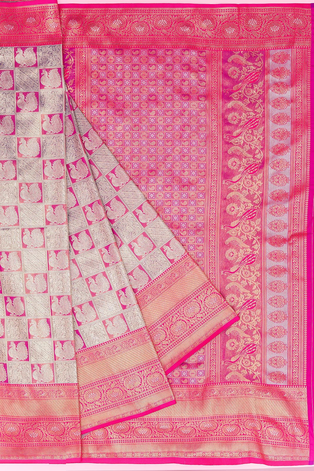 Kanchipuram Silk Tissue Purple Saree - Bullionknot