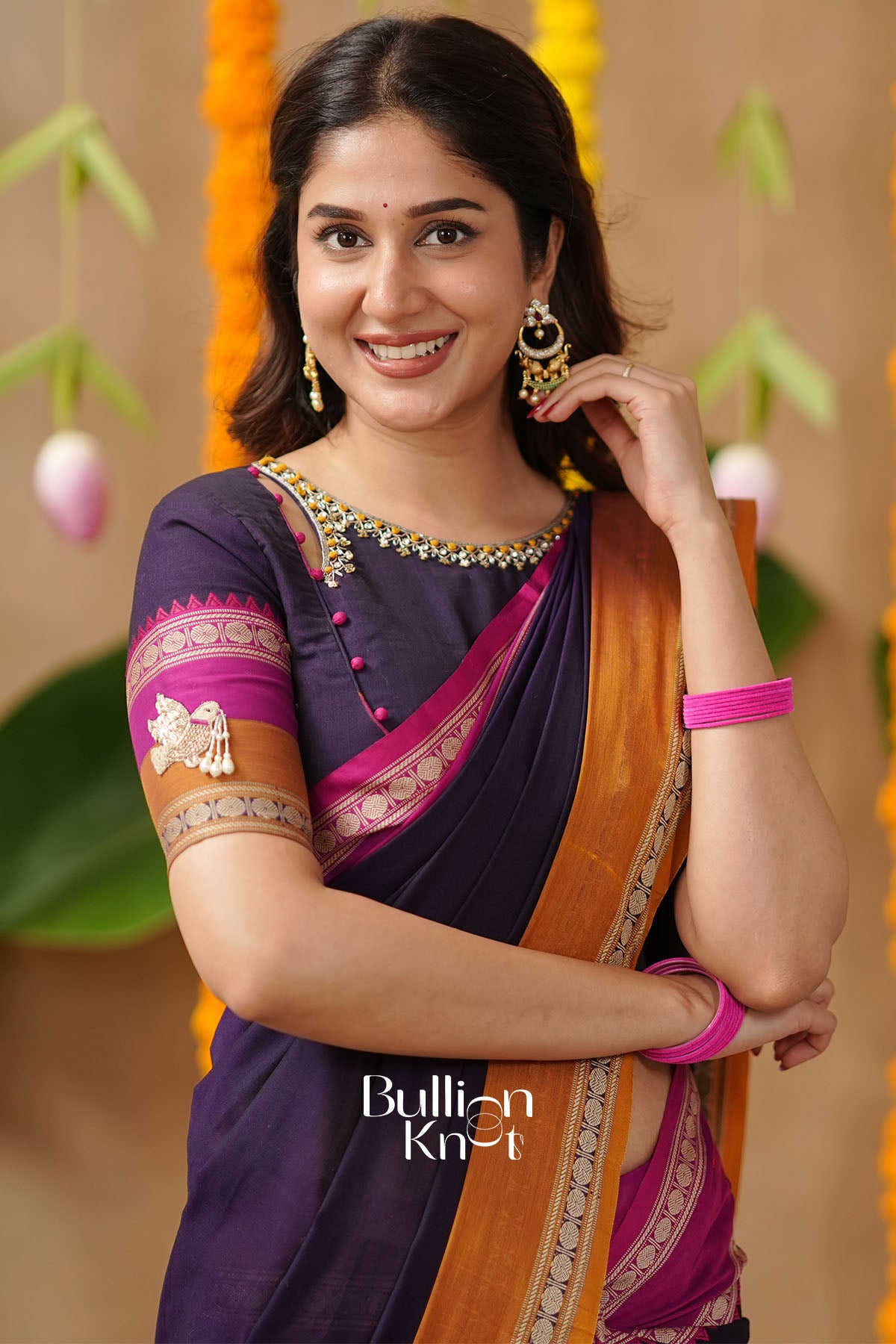 Jahanvi 2-In-1 Half Saree In Navy Blue