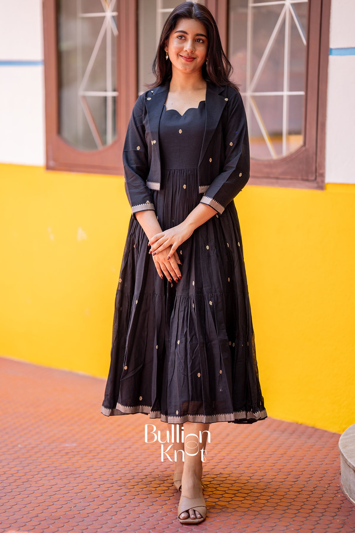Pratima Handloom Midi(Dress) in Black
