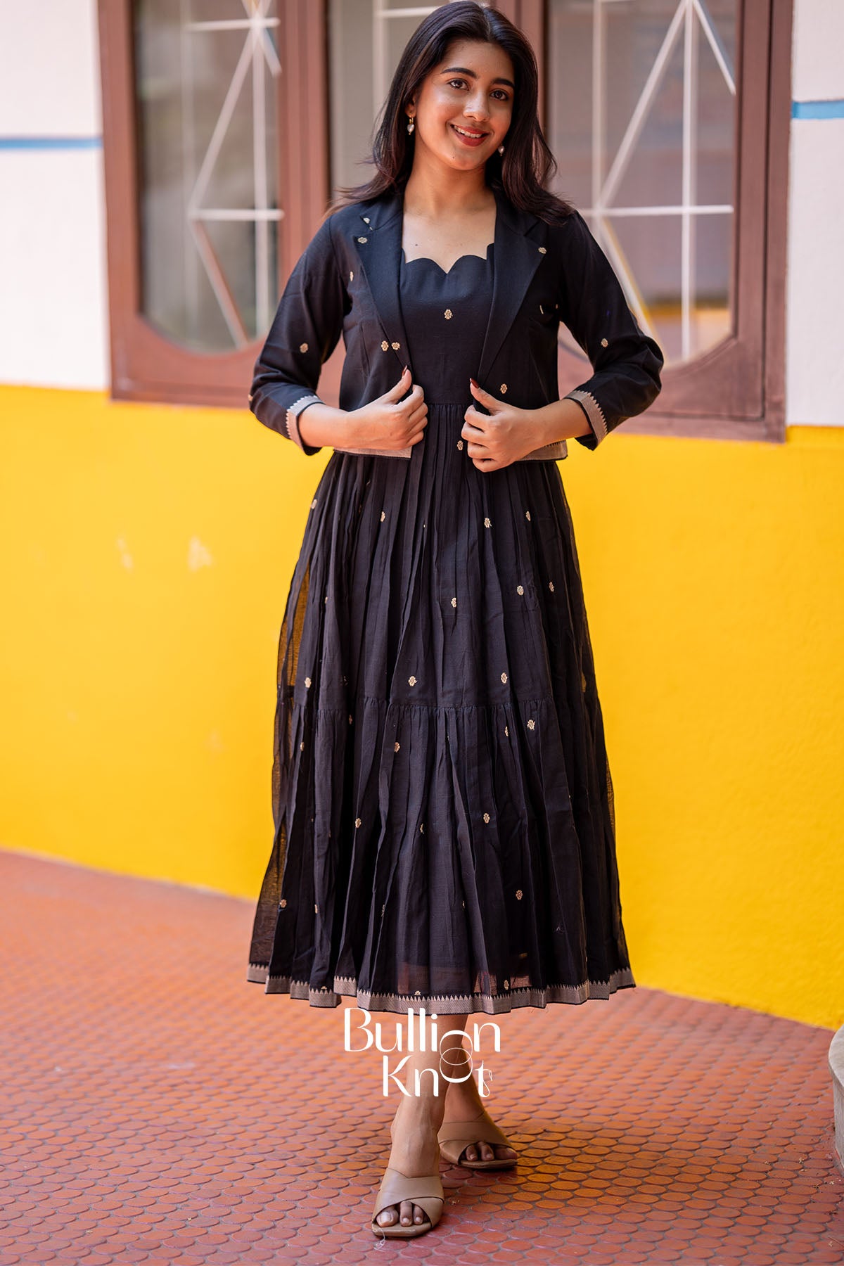 Pratima Handloom Midi(Dress) in Black
