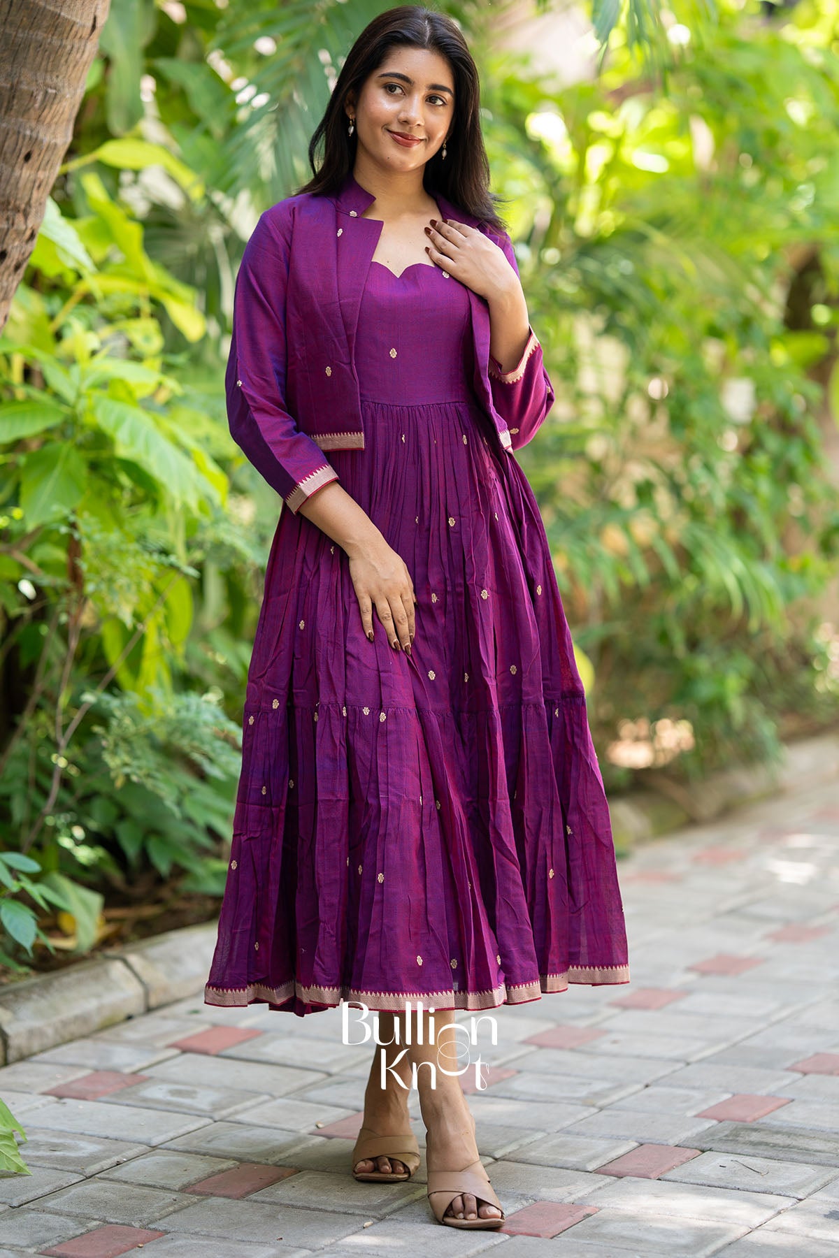 Ridhima Handloom Midi(Dress) in Magenta