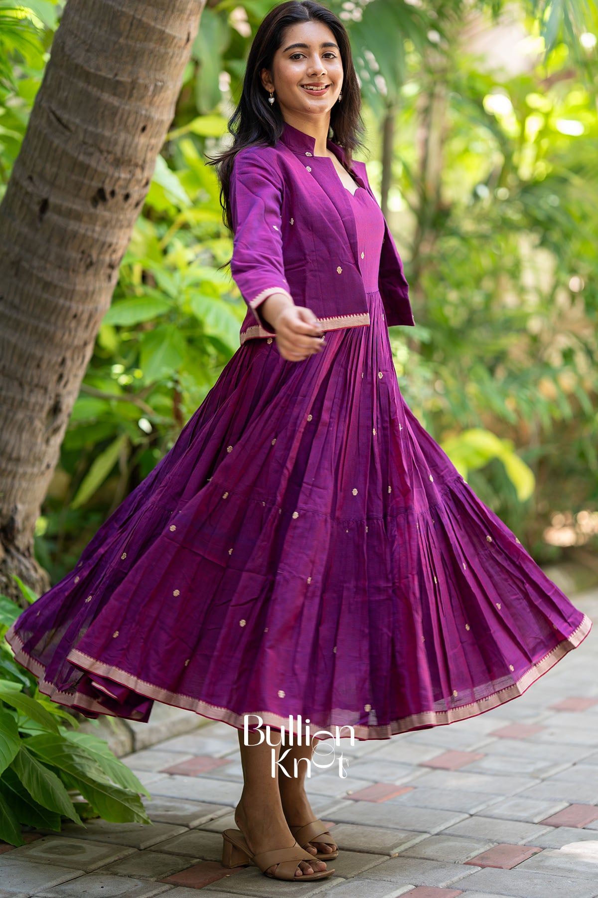 Ridhima Handloom Midi(Dress) in Magenta
