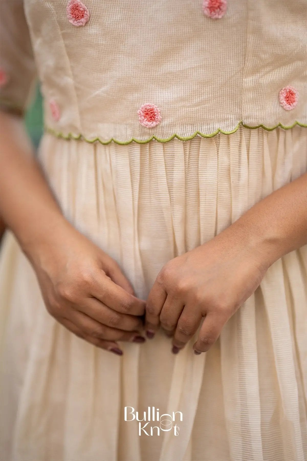 Eira Kota Doria Midi(Dress) in Beige