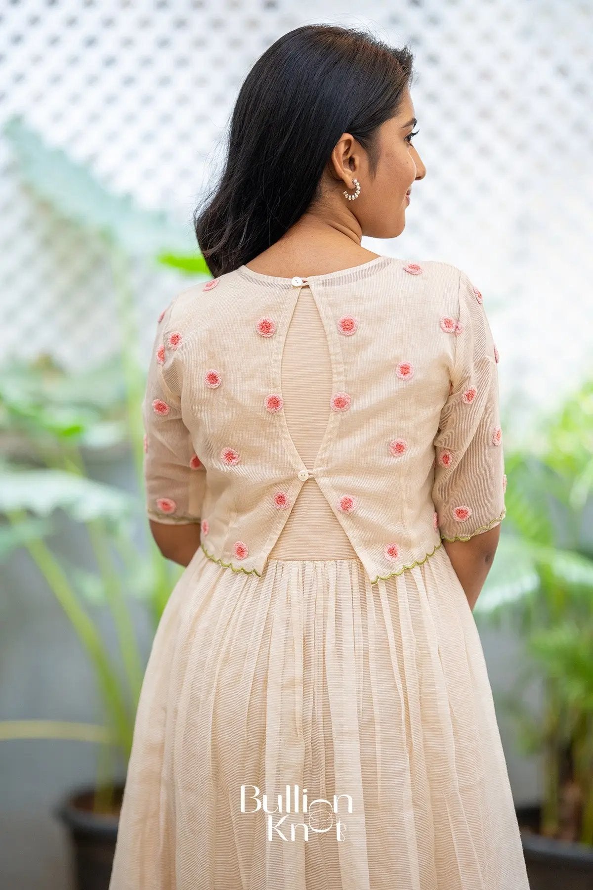 Eira Kota Doria Midi(Dress) in Beige