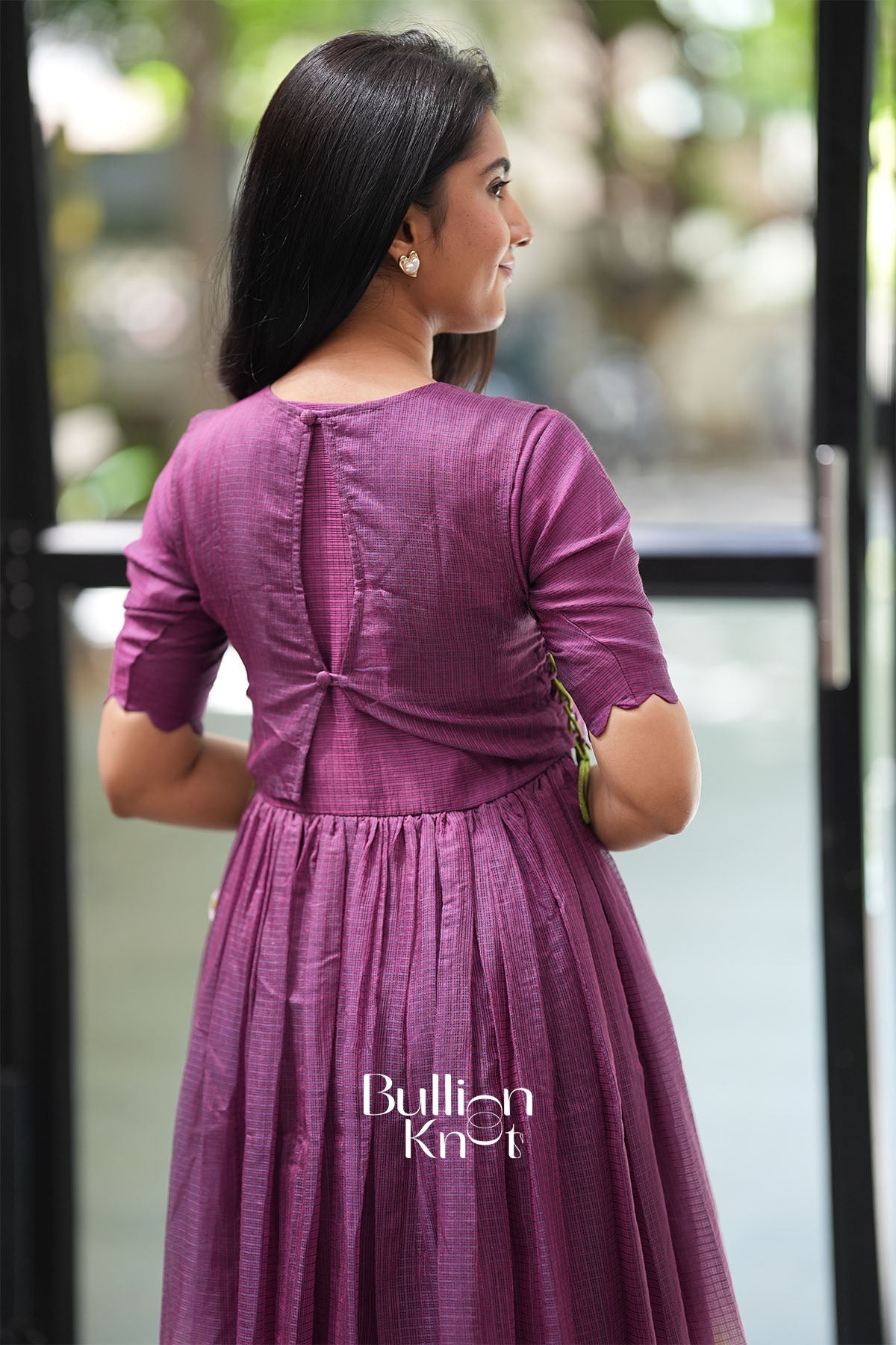 Zariya Magenta Kota Midi Dress for Effortless Elegance