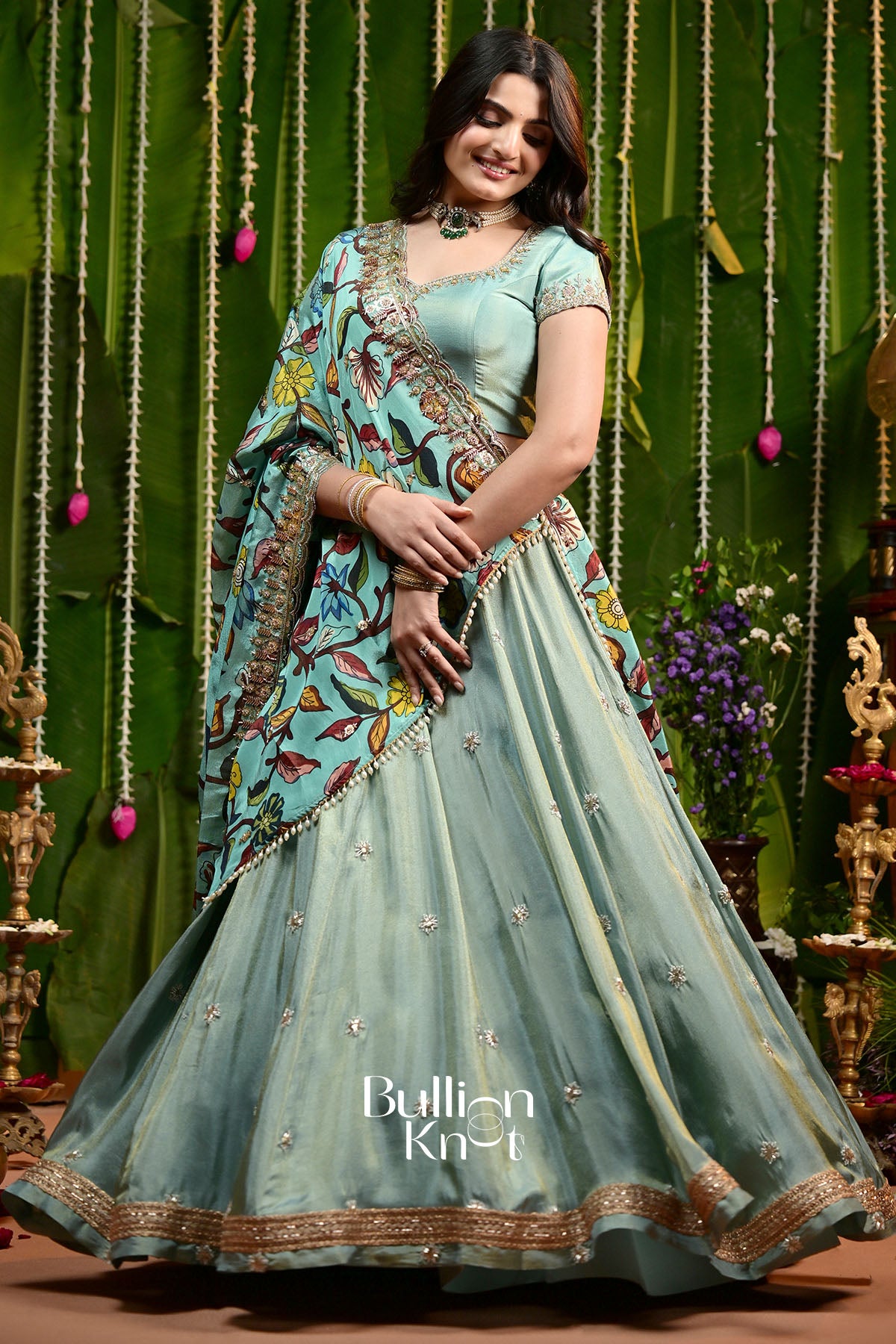 Dakshina Kalamkari Tissue zari Exclusive Lehenga Set
