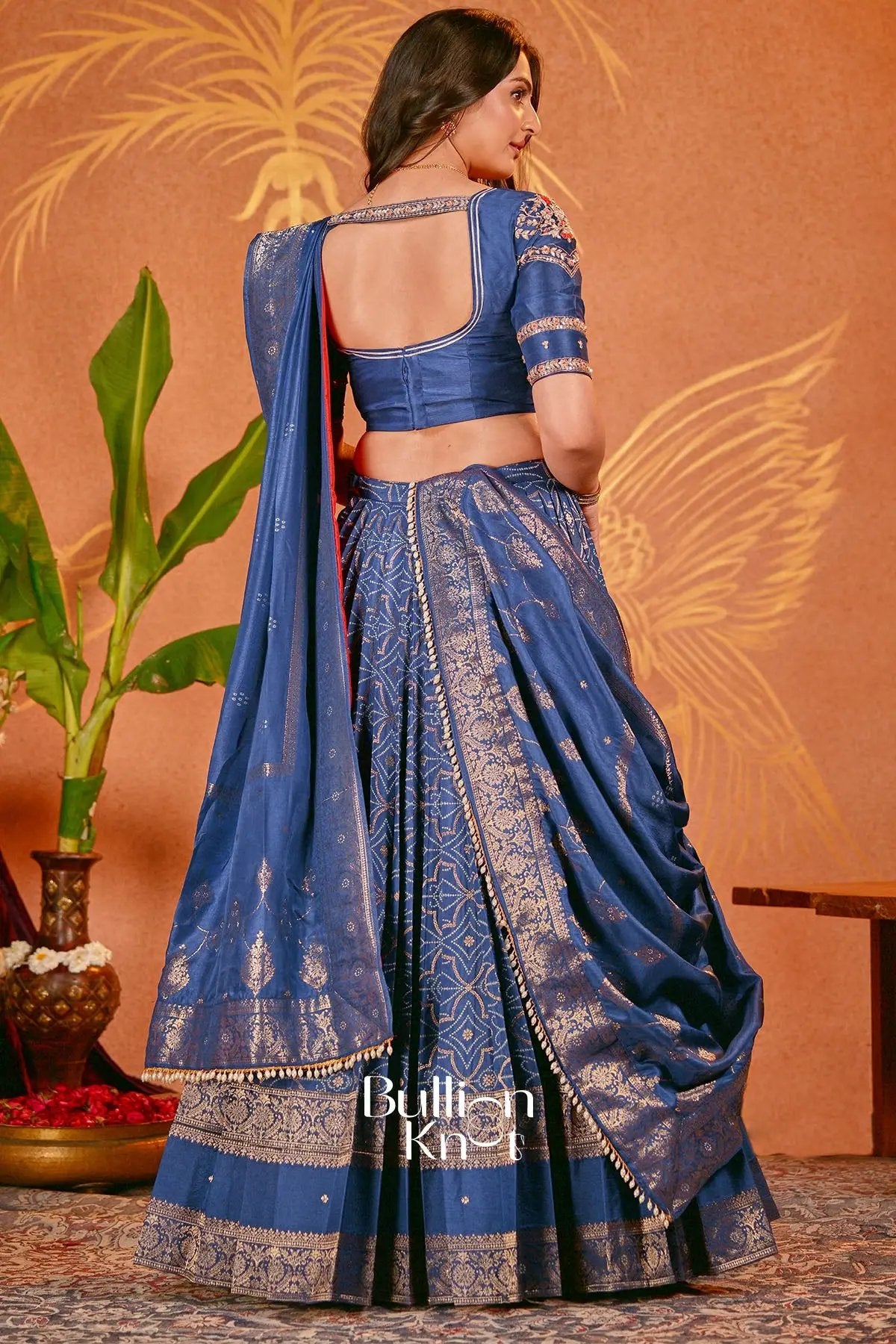 Devika Blue Bandani Zari Lehenga Set