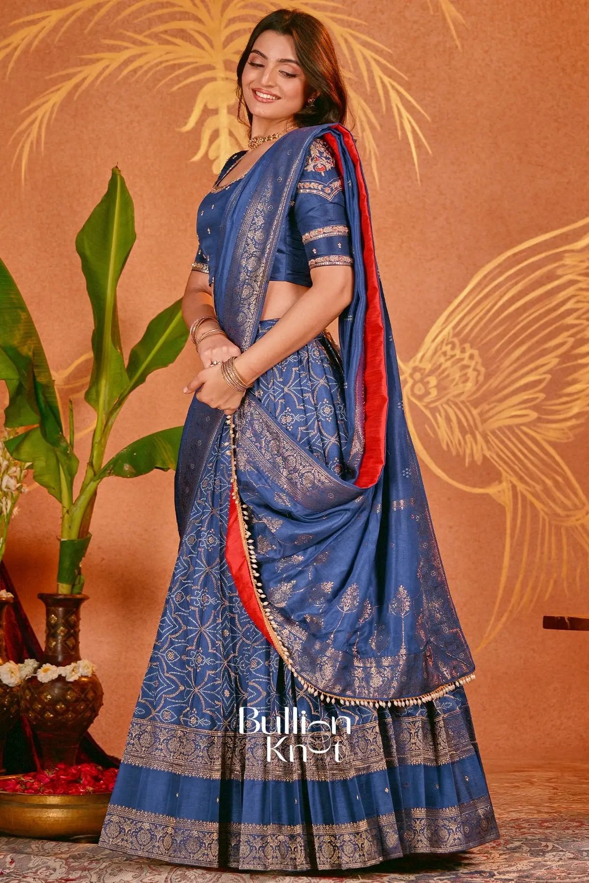 Devika Blue Bandani Zari Lehenga Set