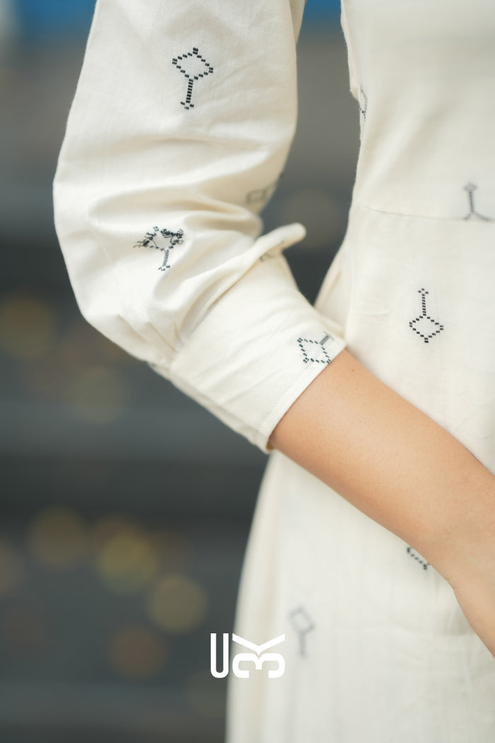 Diaa Handloom Co-ord Set in White