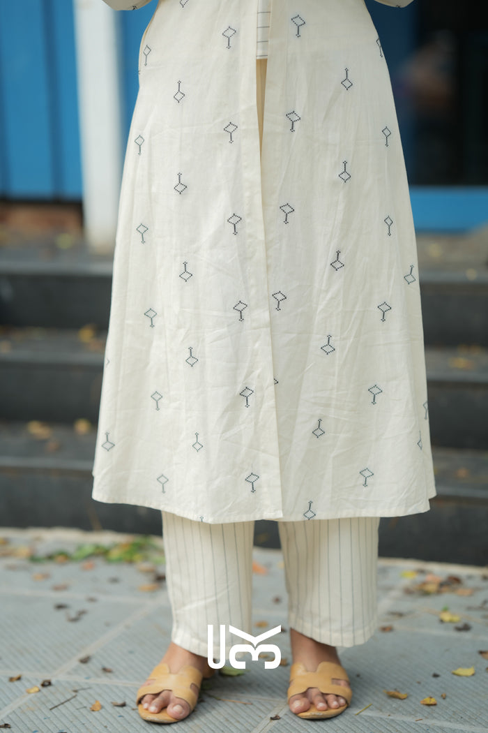 Diaa Handloom Co-ord Set in White