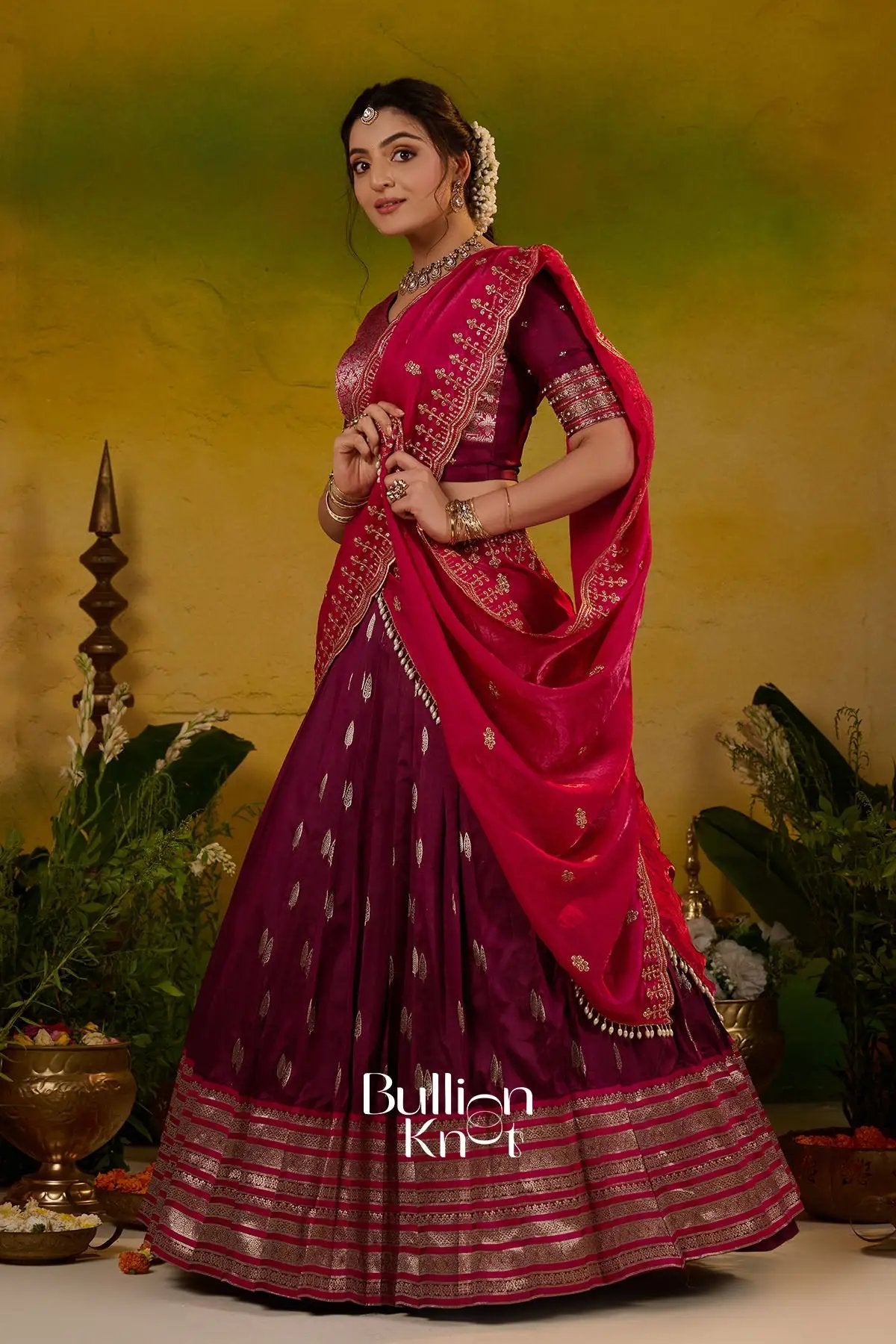 Dityanika Soft Silk Lehenga Set In Wine Pink