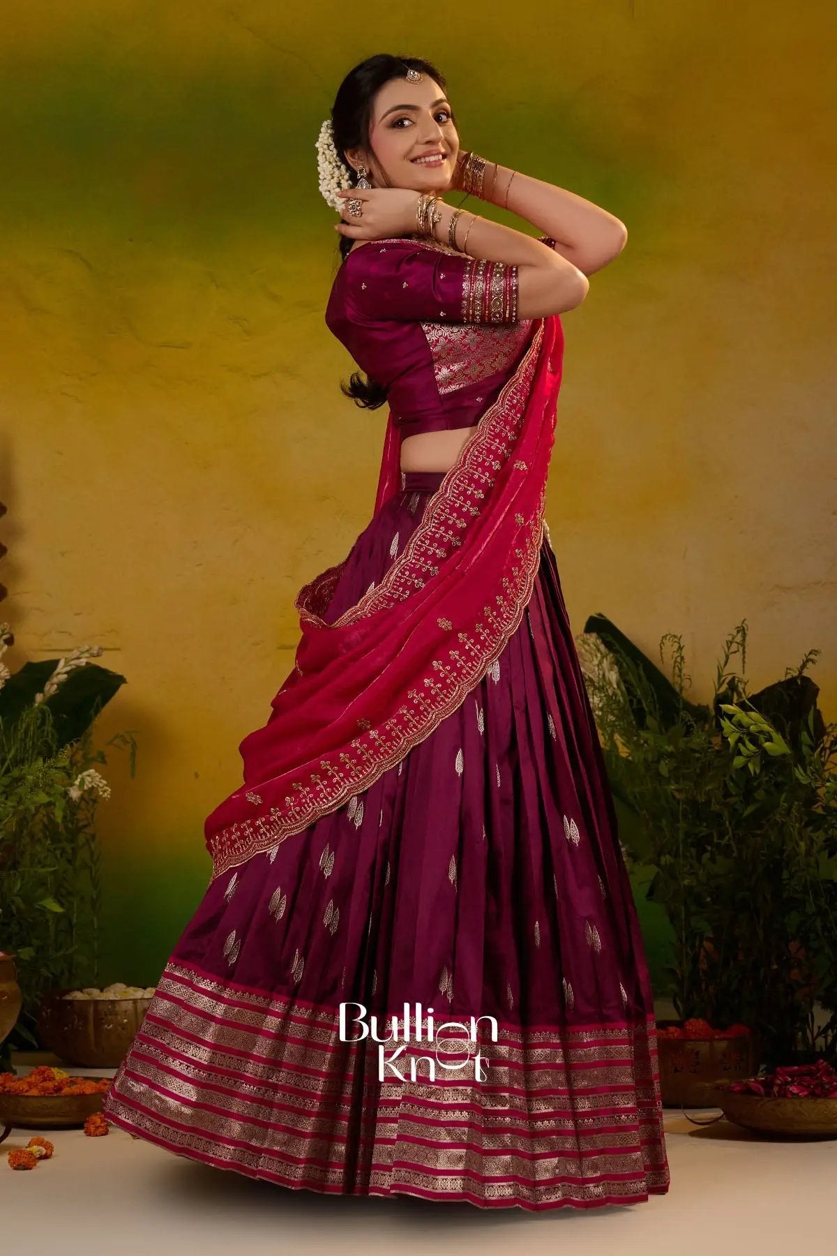 Dityanika Soft Silk Lehenga Set In Wine Pink