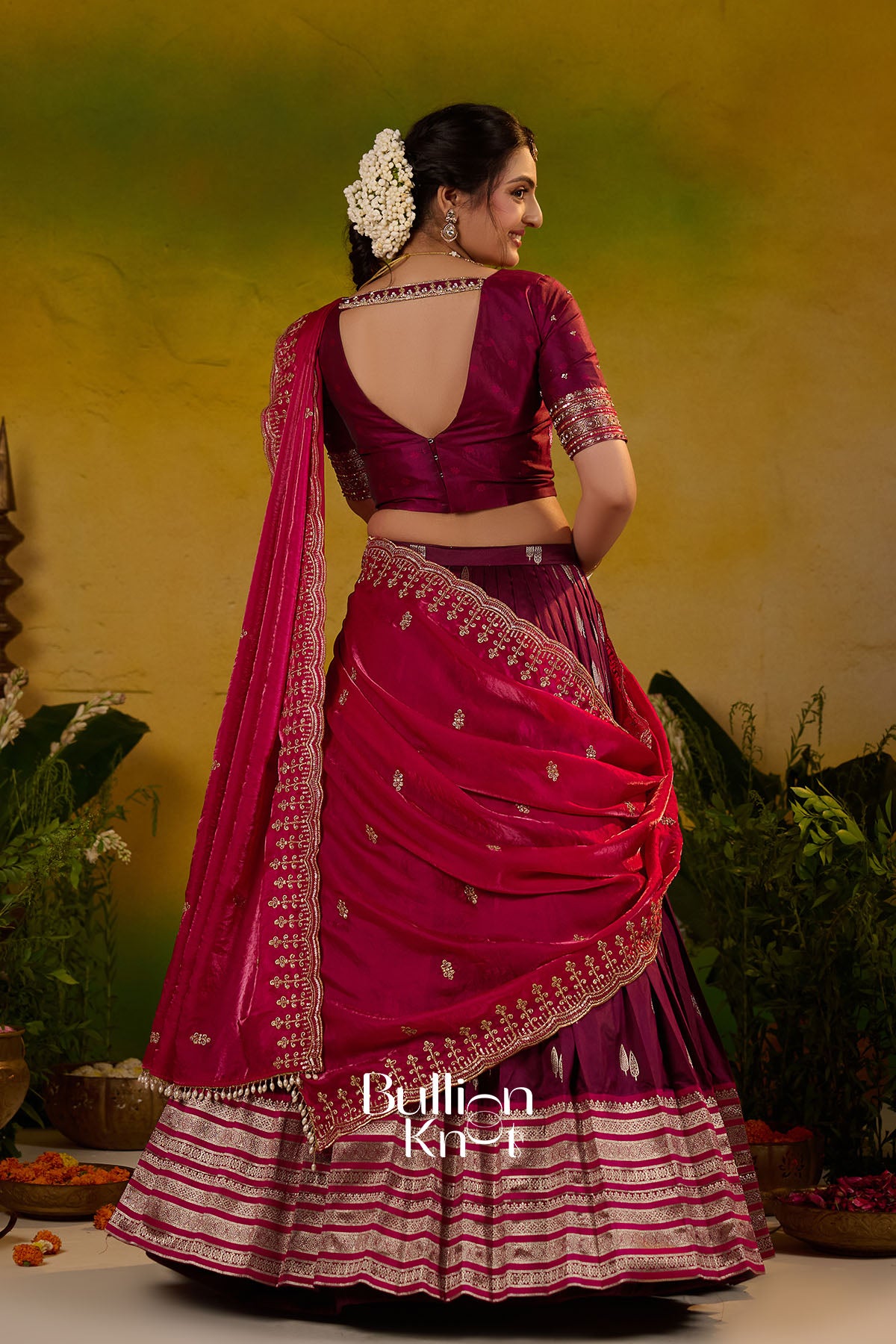 Dityanika Soft Silk Wine Pink Lehenga Set