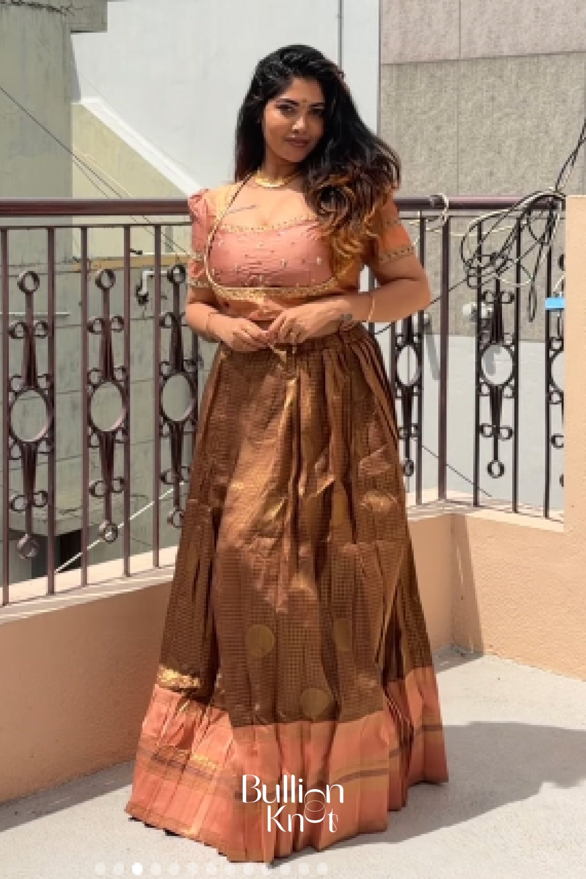 Tamannaah Copper Mirror Work Lehenga Set