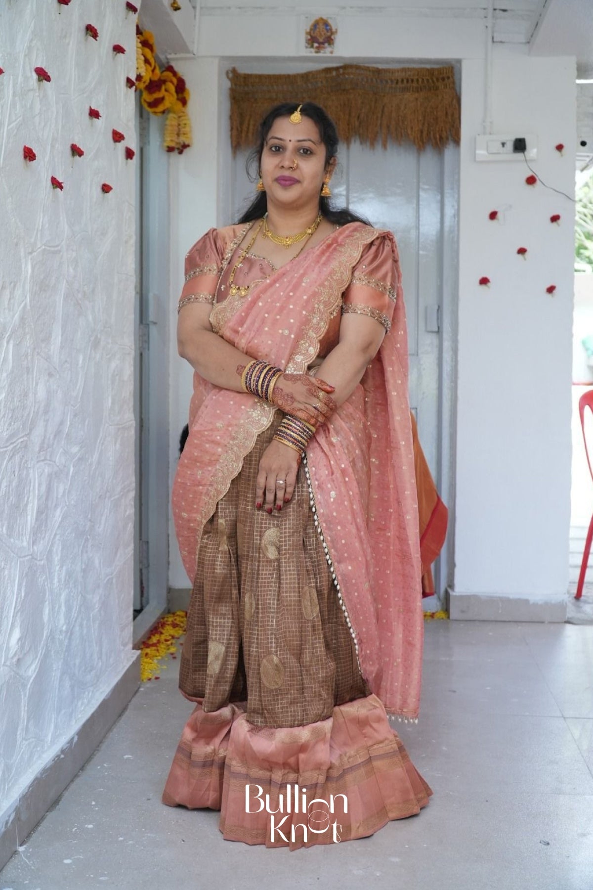 Tamannaah Copper Mirror Work Lehenga Set