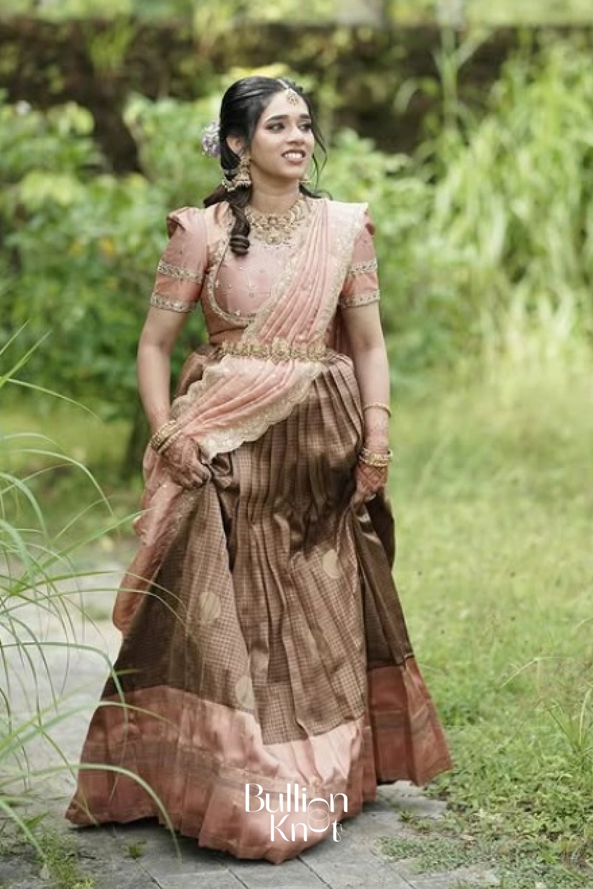 Tamannaah Copper Mirror Work Lehenga Set