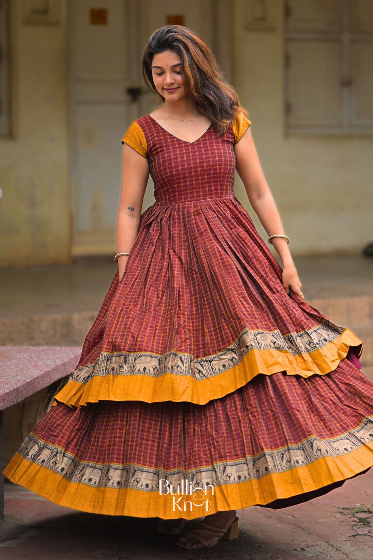 Gajadanta Indo-Western Dress with playful two-layer modern silhouette