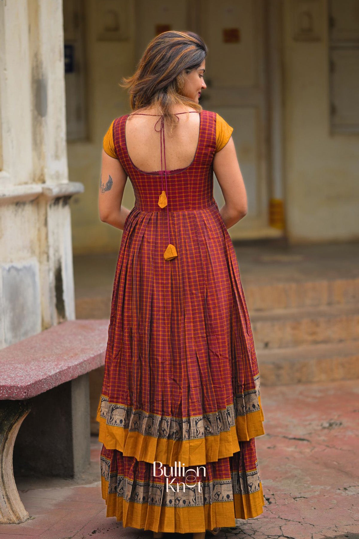 Trendy Gajadanta Indo-Western dress with unique border detailing