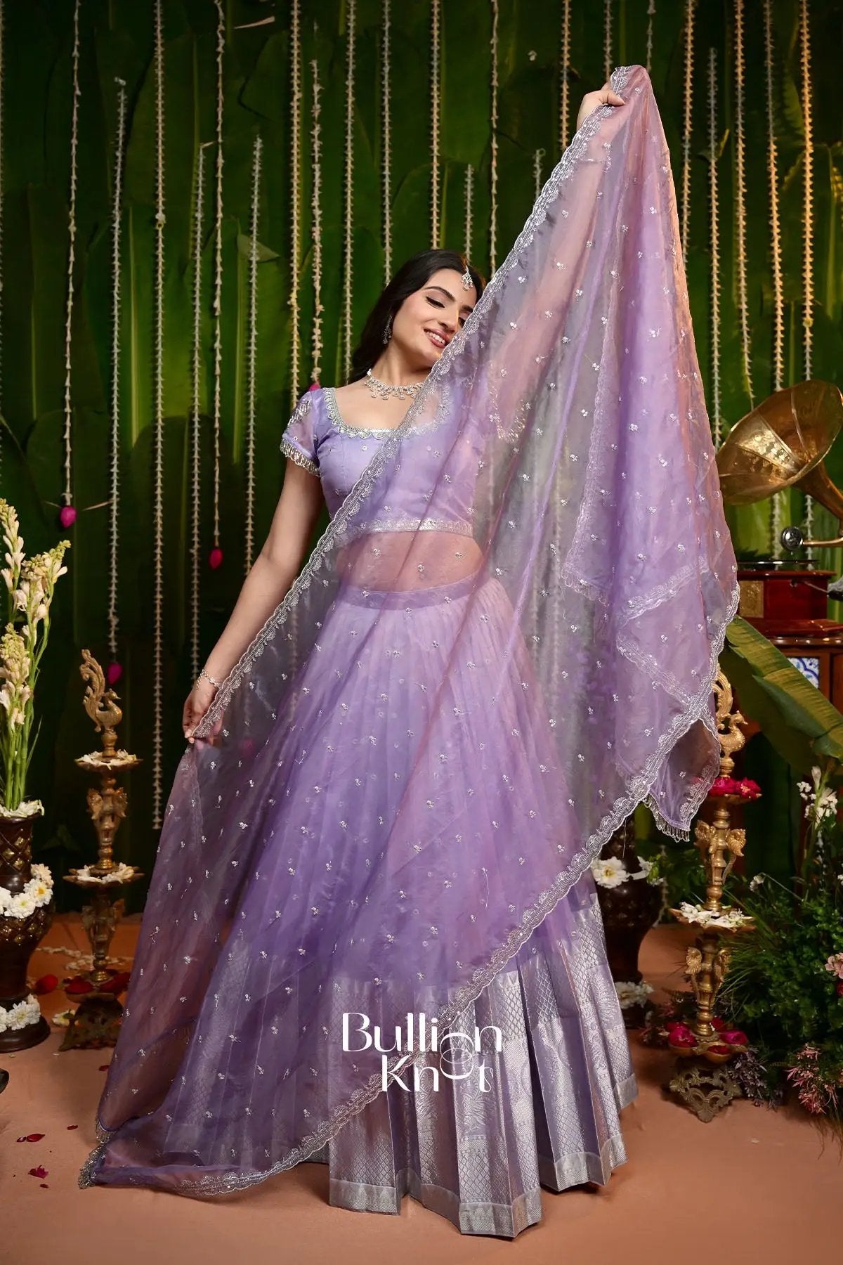 Gaurika Purple Organza Lehenga Set
