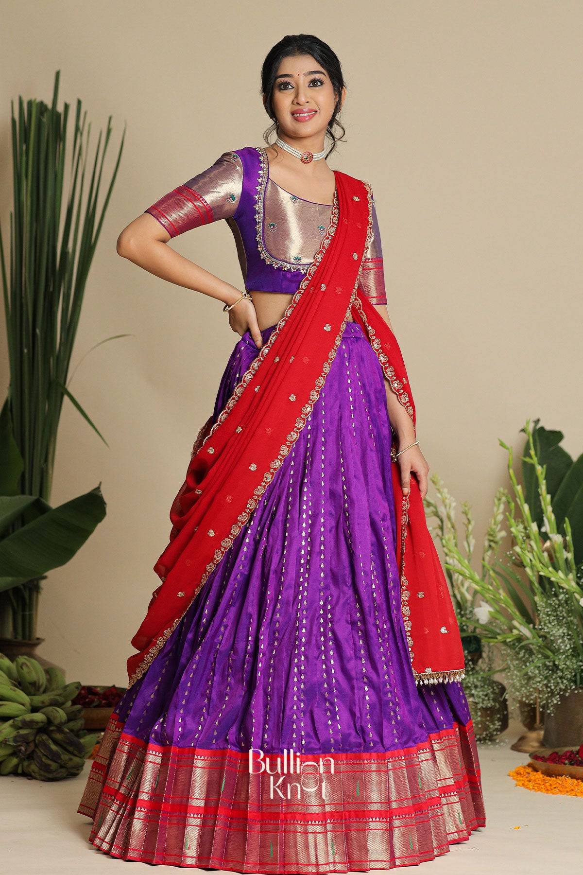 stylish gita pethani lehenga set in purple color