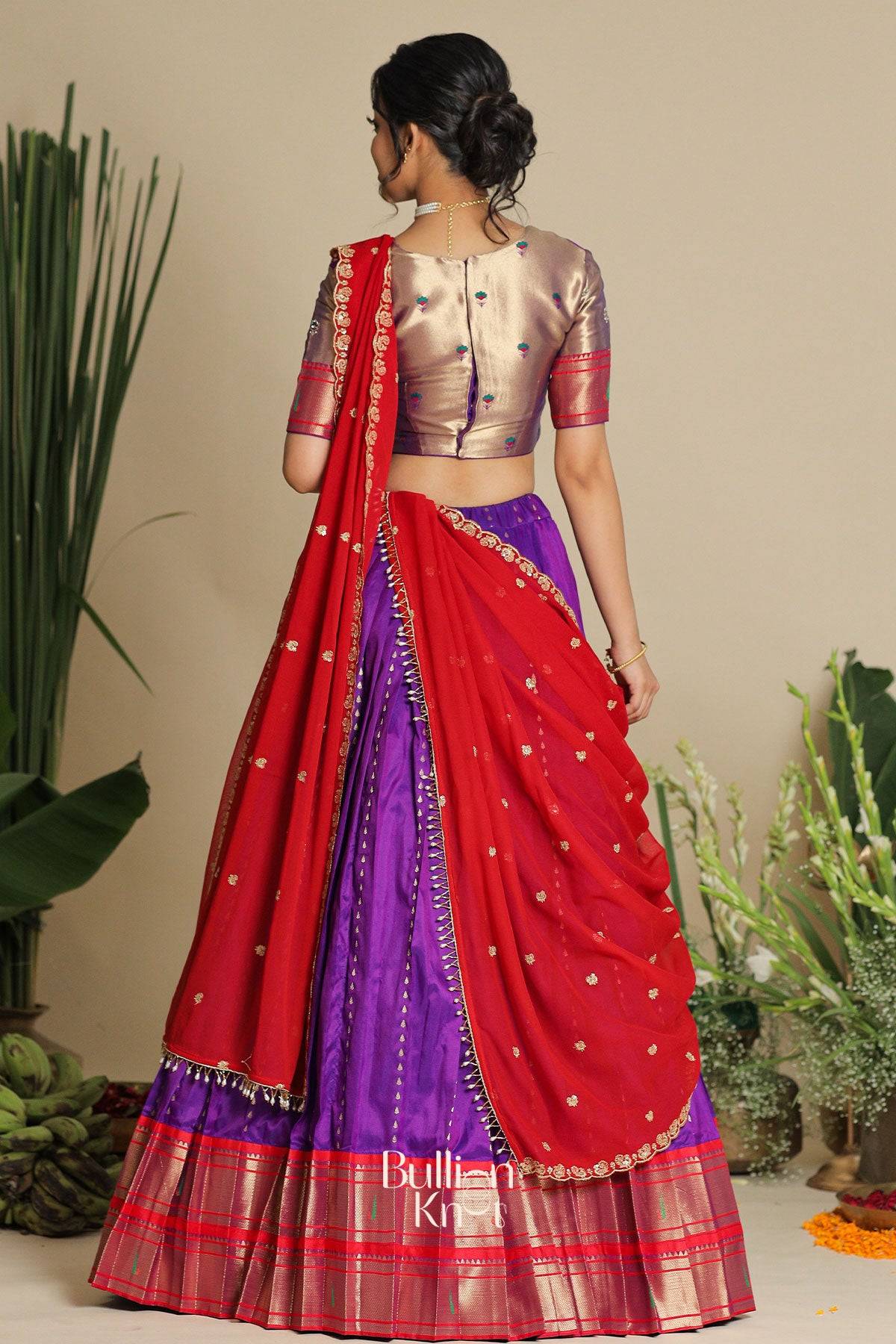 gita pethani lehenga set in purple color backside view