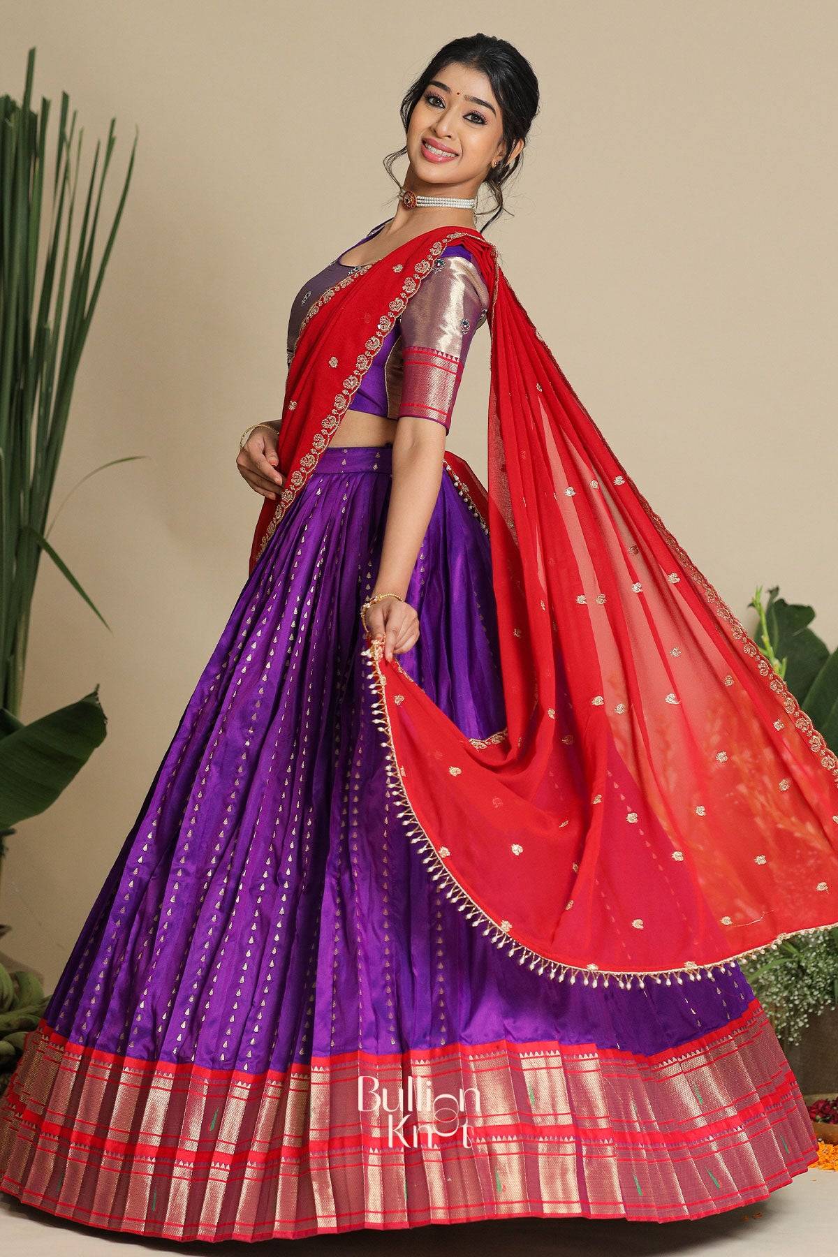 gita pethani lehenga in purple and red color