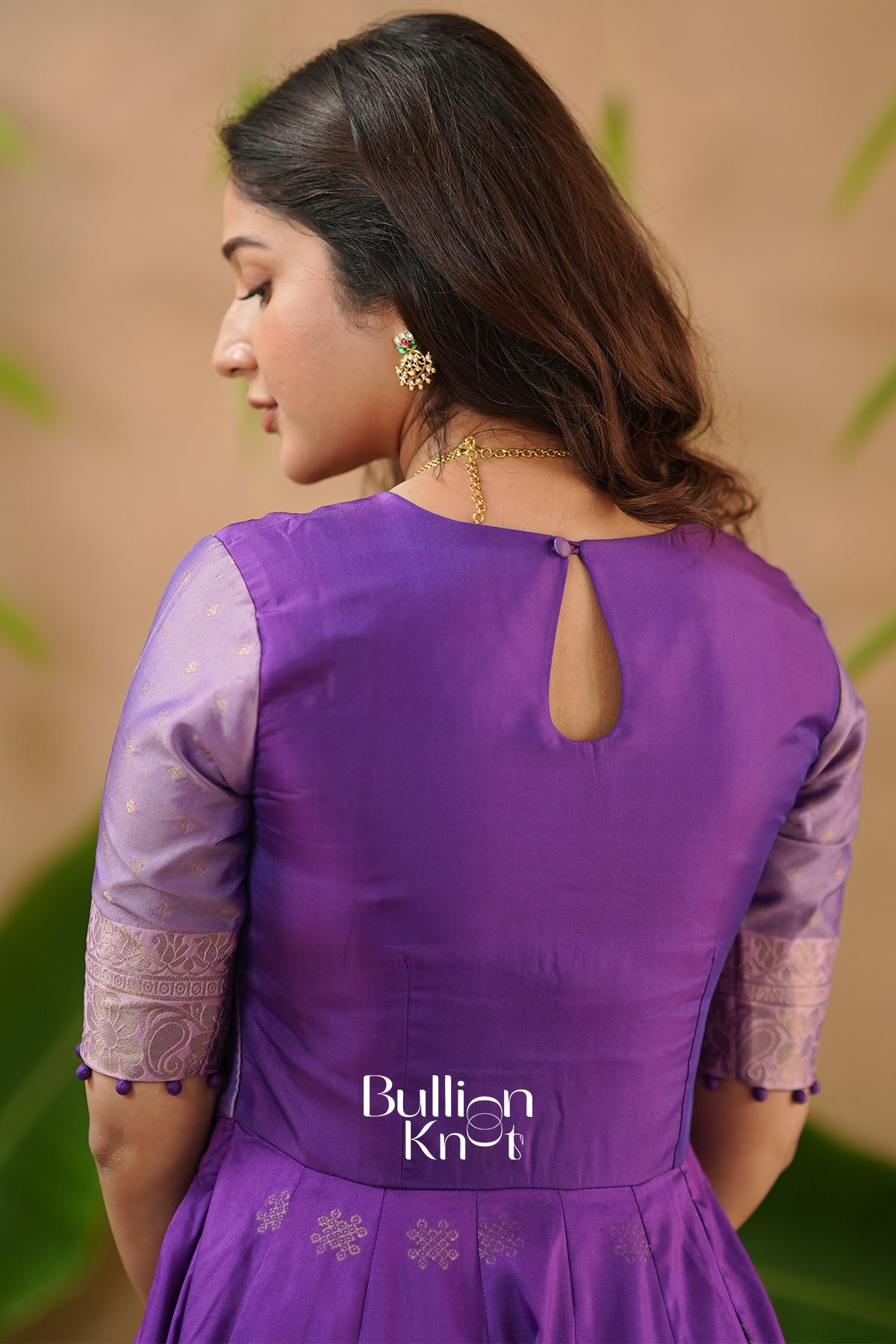 Gopika Soft Silk Purple Handwork Anarkali Gown Dress