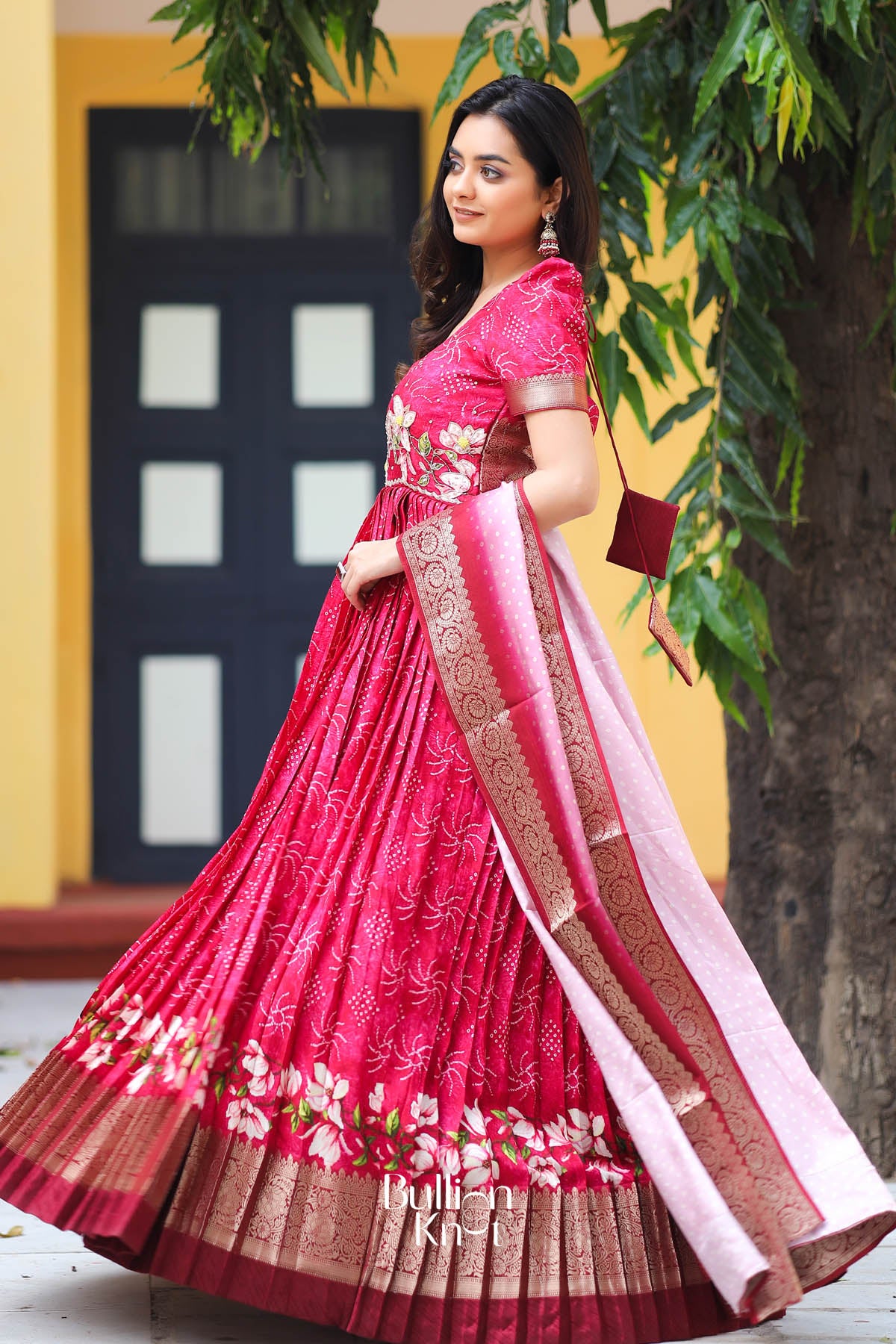 Imperial Bandhej Anarkali (Dress) in Pink
