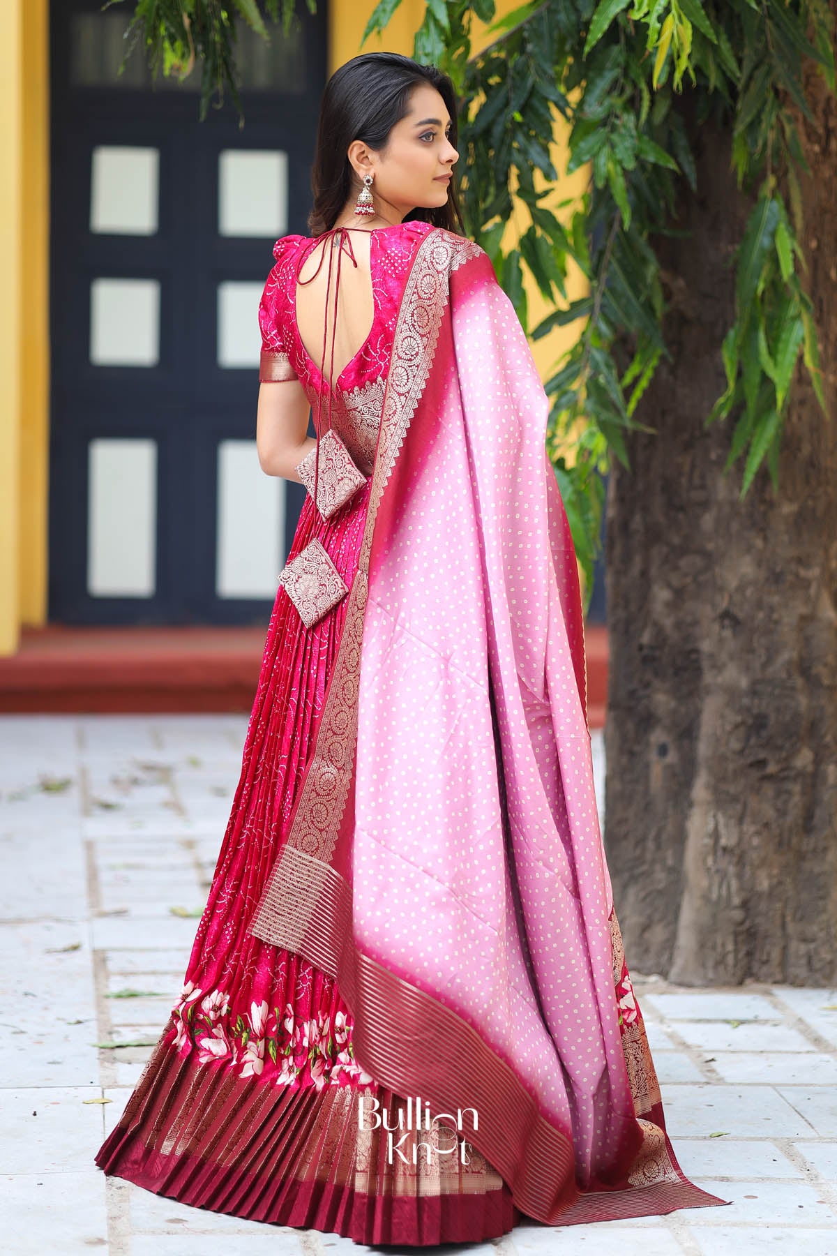 Imperial Bandhej Anarkali (Dress) in Pink