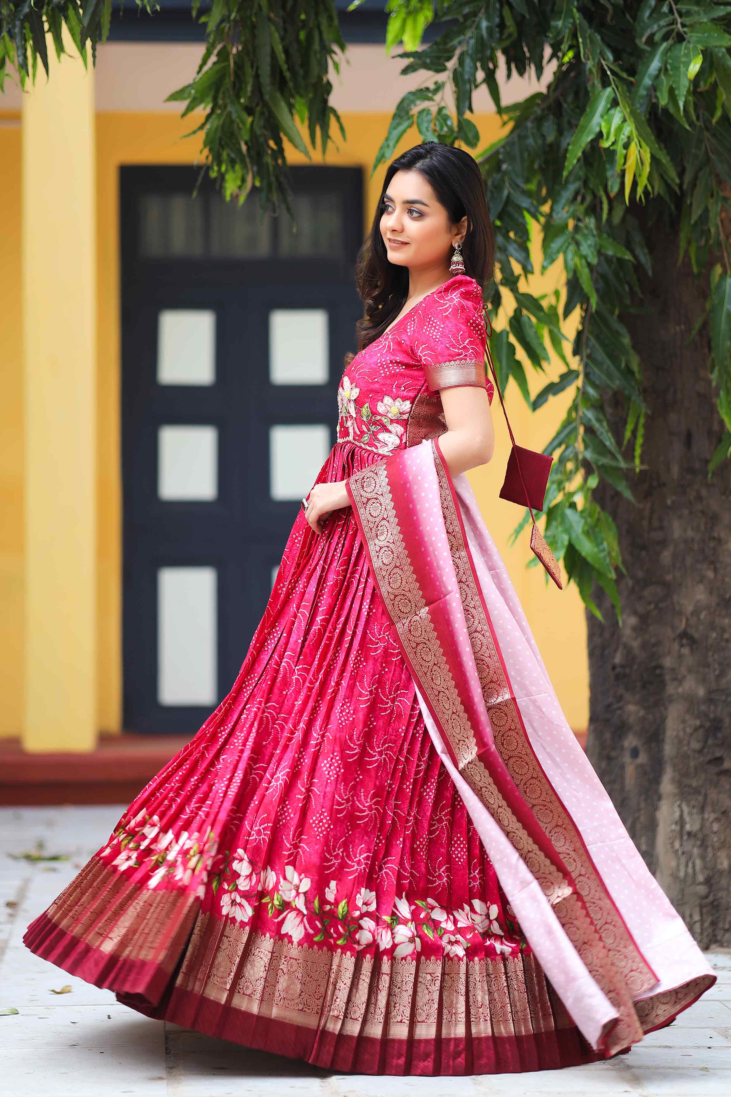 pink Anarkali Suit - Bullionknot