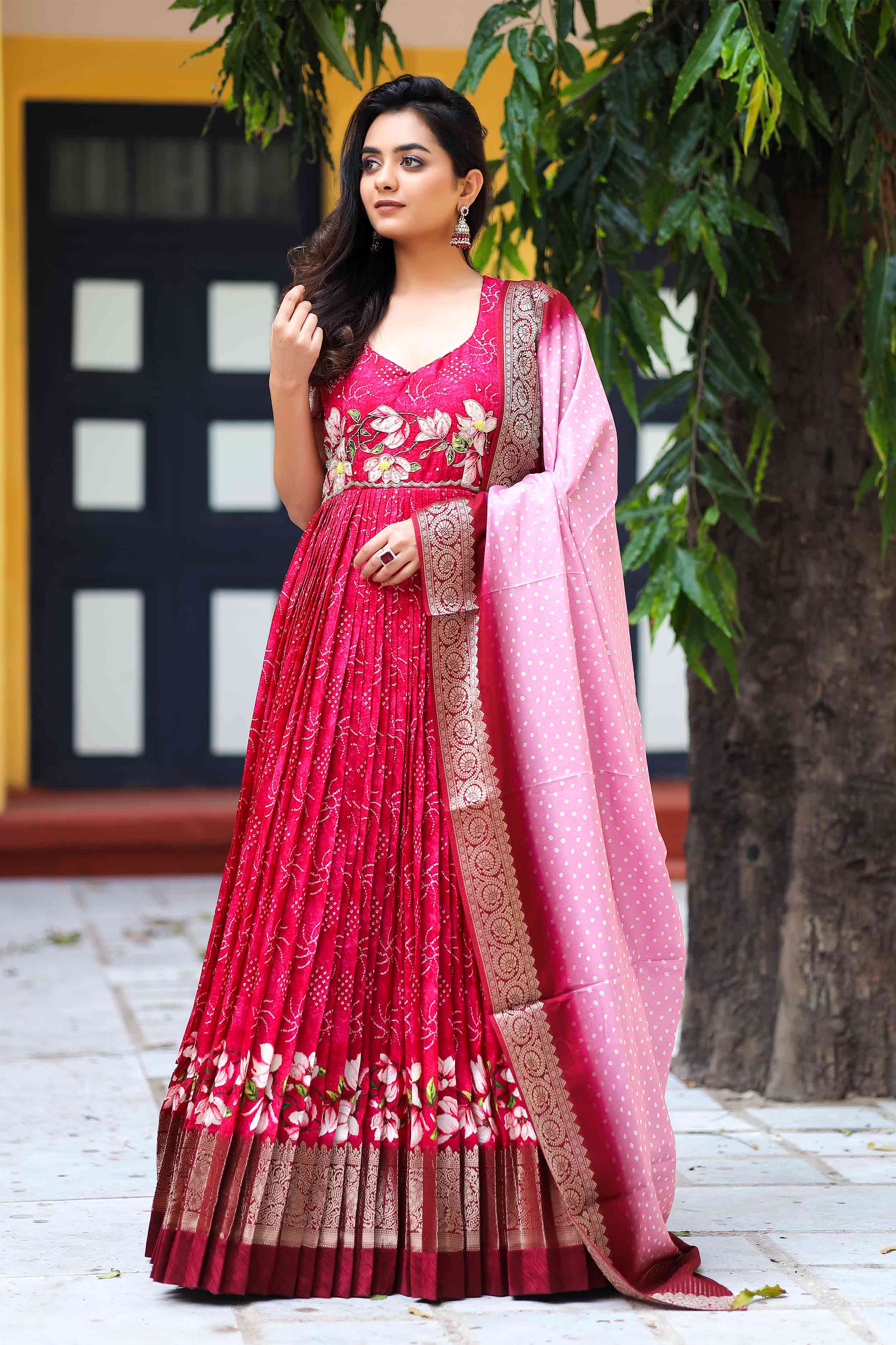 Imperial Bandhej Anarkali Dress - Bullionknot