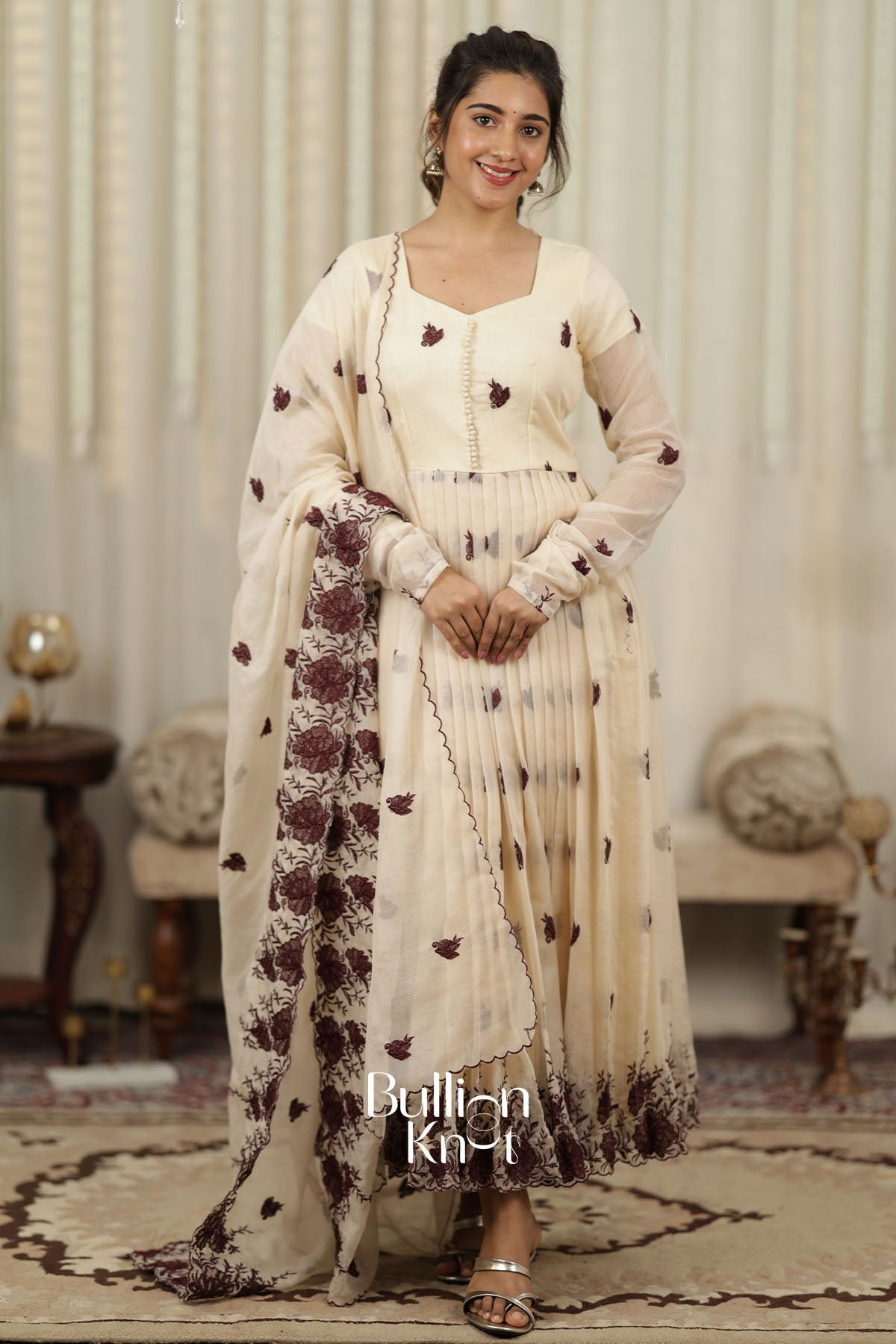 Shamisha White Rose Anarkali Set for Ethnic Elegance