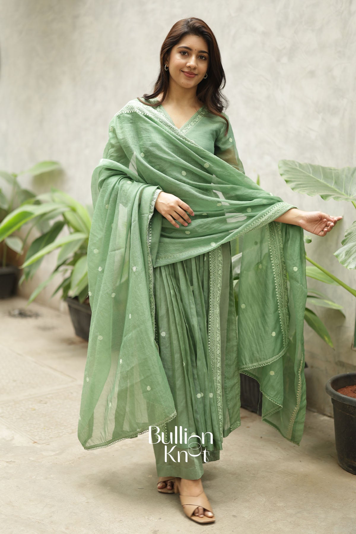 Aashana Sage Green kota 3 Pis Kurta Set