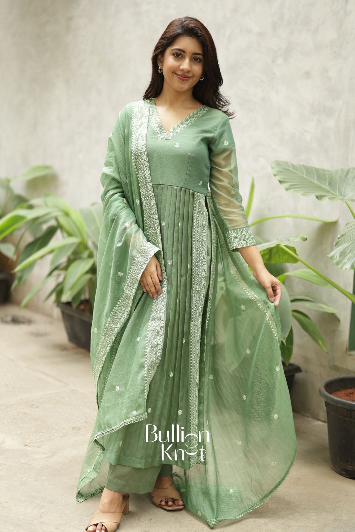 Aashana Sage Green kota 3 Pis Kurta Set