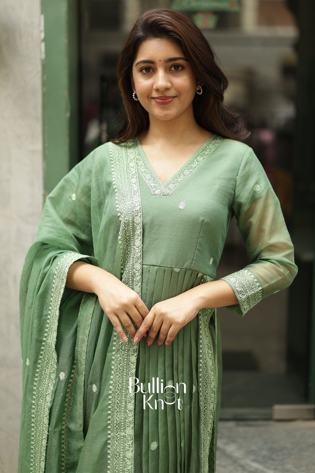 Aashana Sage Green kota 3 Pis Kurta Set