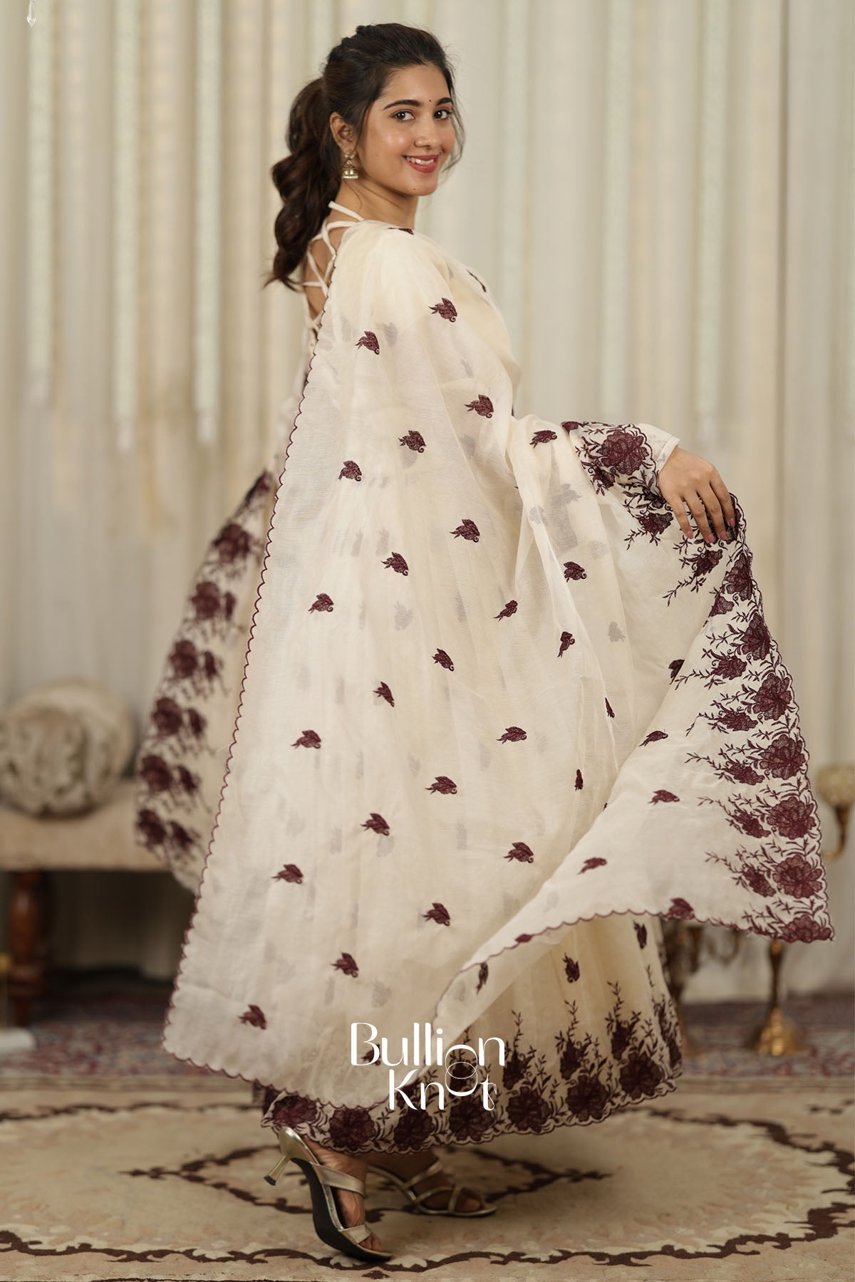 Shamisha White Rose Anarkali Set for Ethnic Elegance
