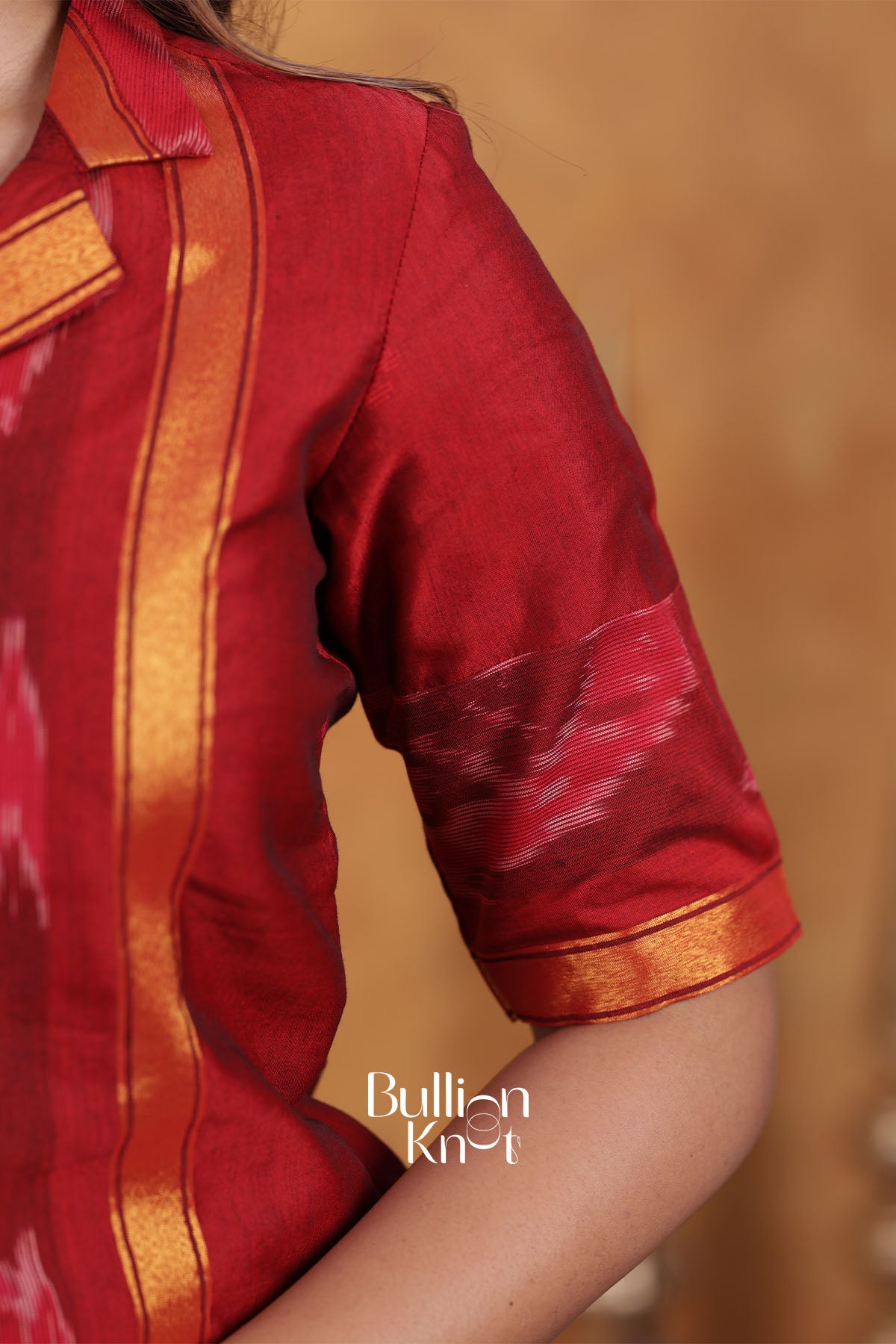 Trinetri Red Handloom Suit Set