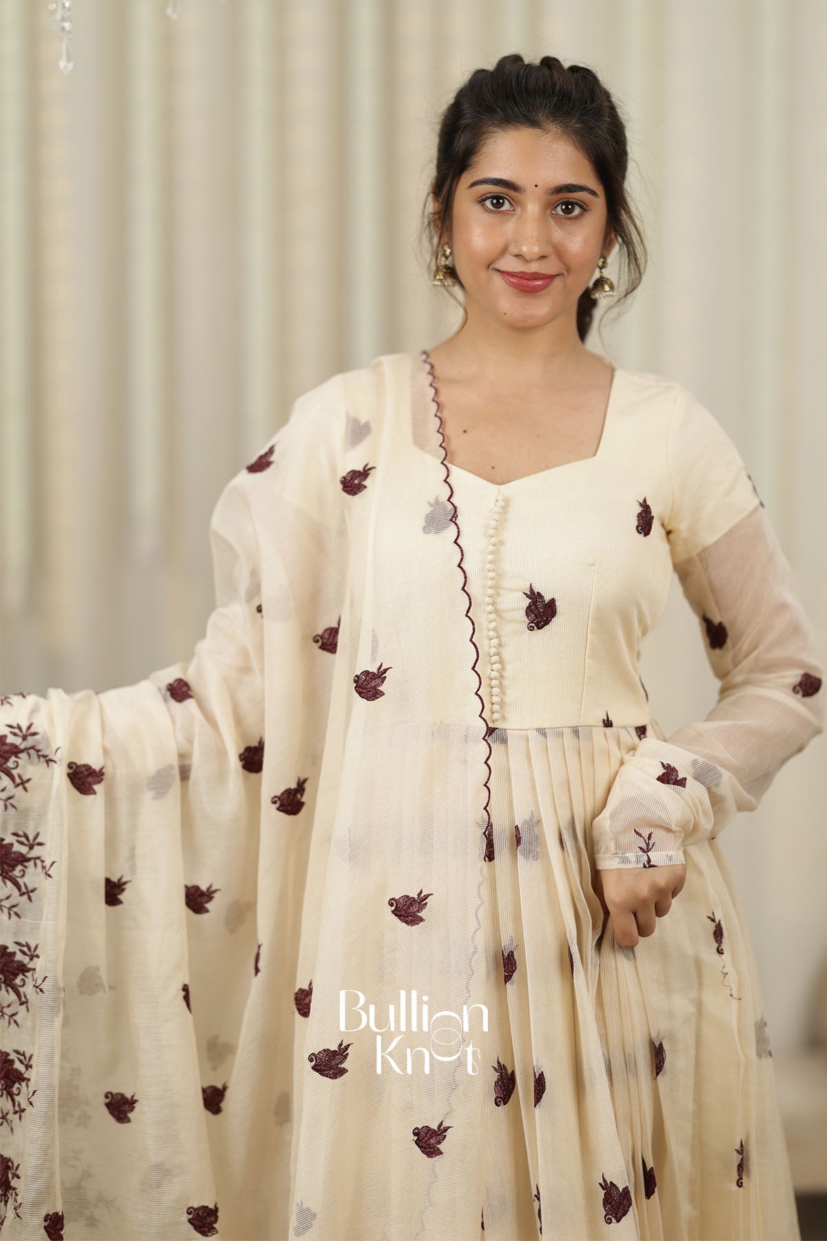 Shamisha White Rose Anarkali Set for Ethnic Elegance