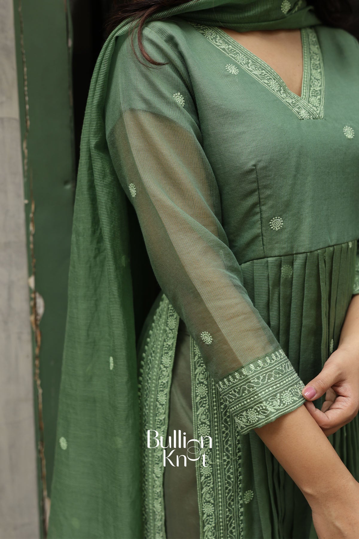 Aashana Sage Green kota 3 Pis Kurta Set