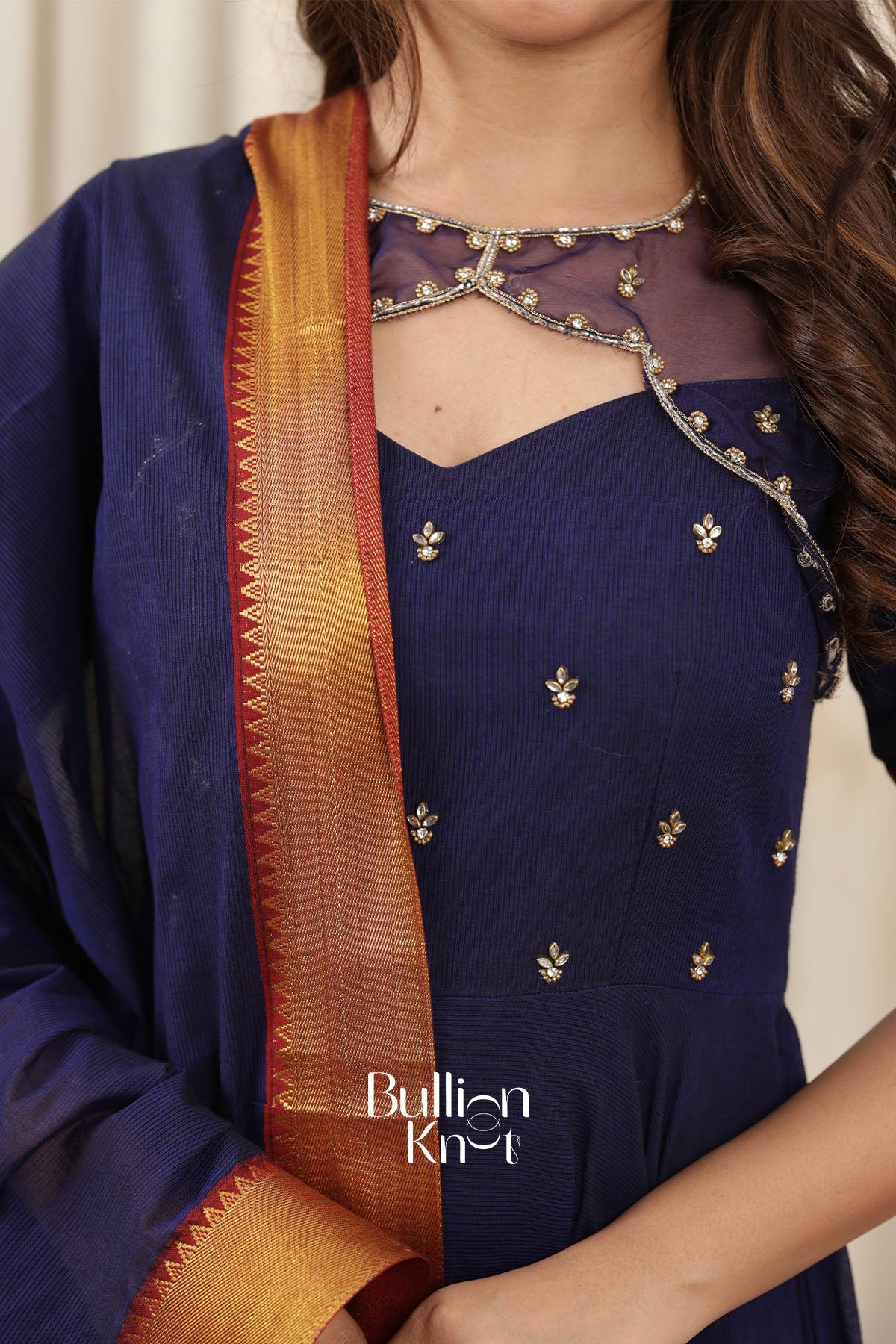 Neelnidhi Navy Handloom Anarkali Dress