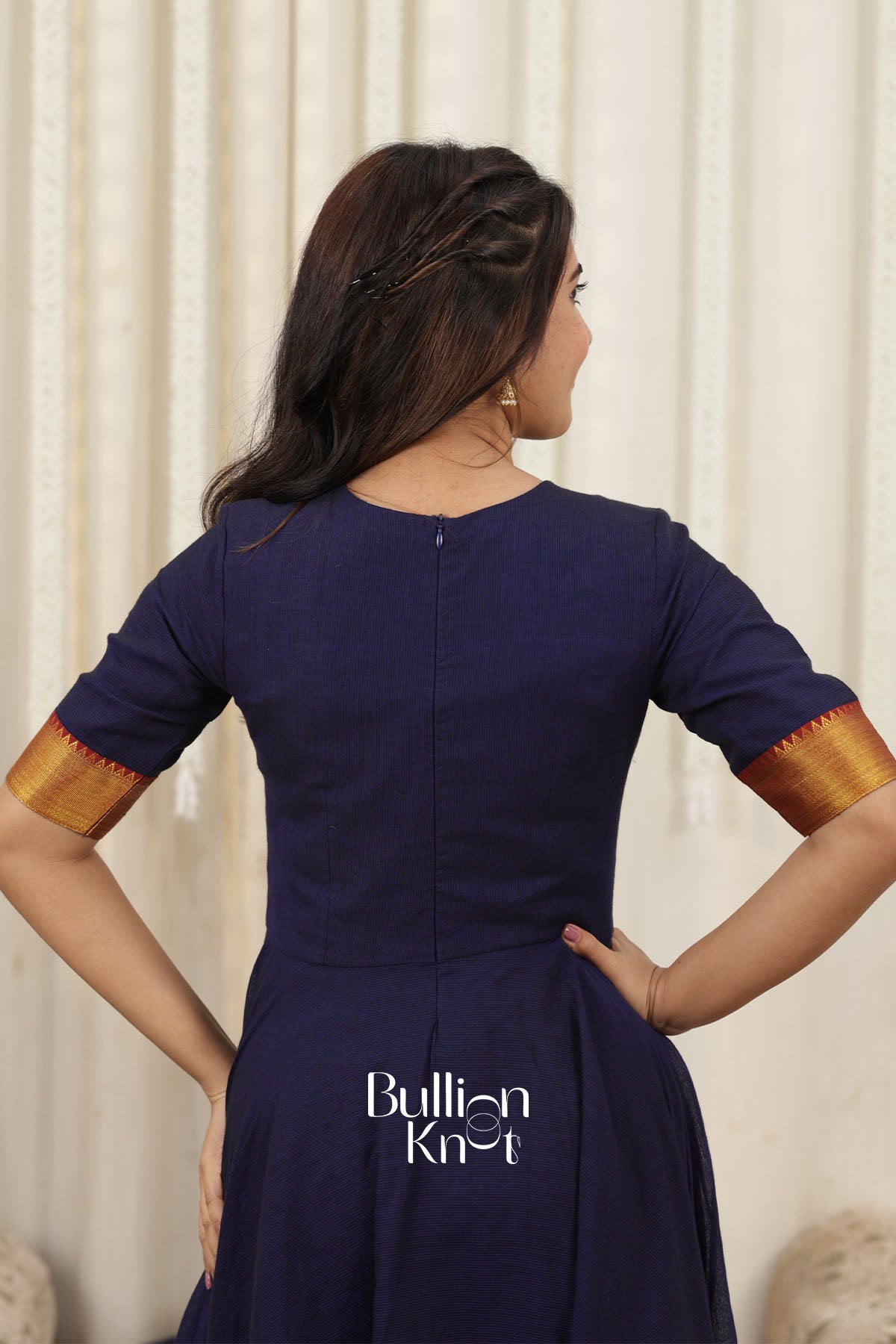 Neelnidhi Navy Handloom Anarkali Dress